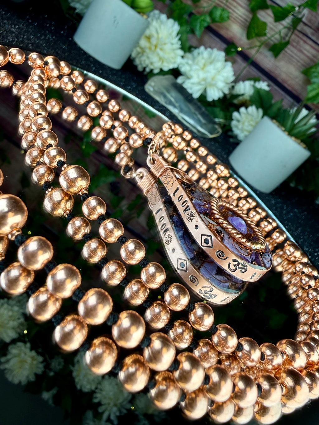 Look Within~Charoite Orgonite Mala for Transformation and Self-Worth
