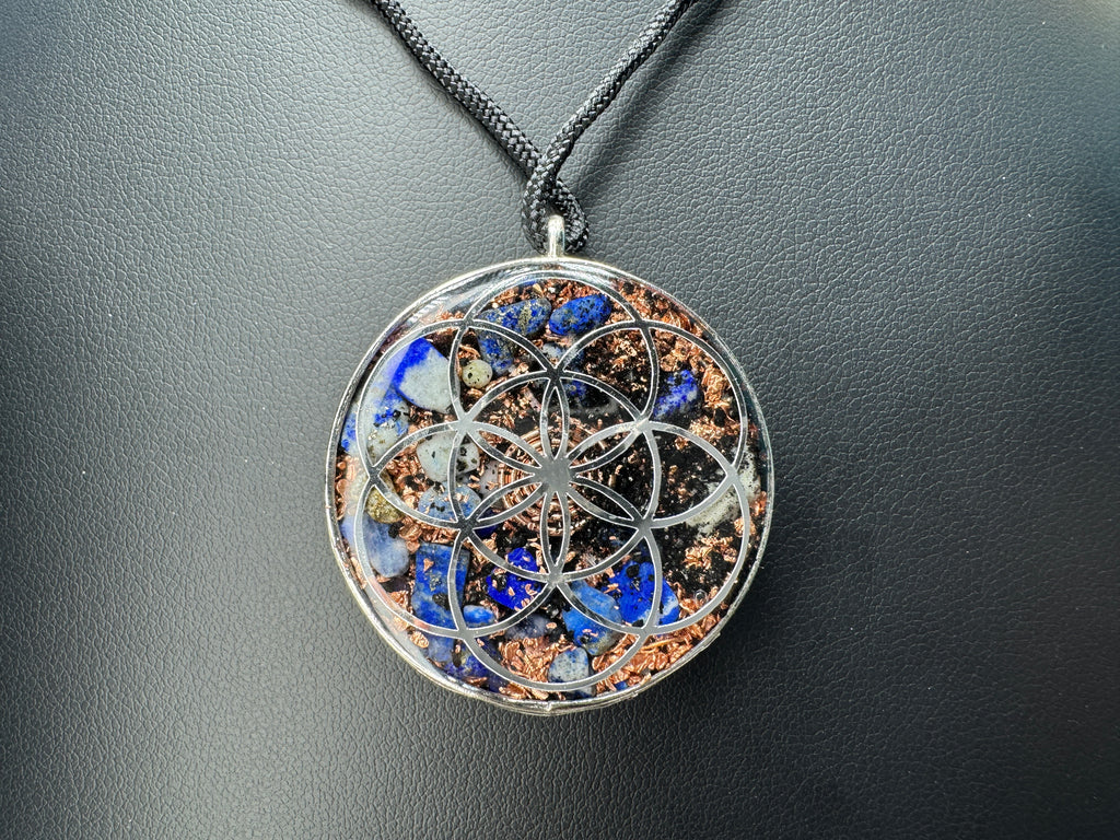 Silver Color Metatron's Cube/Seed of Life w/ Connect Blend