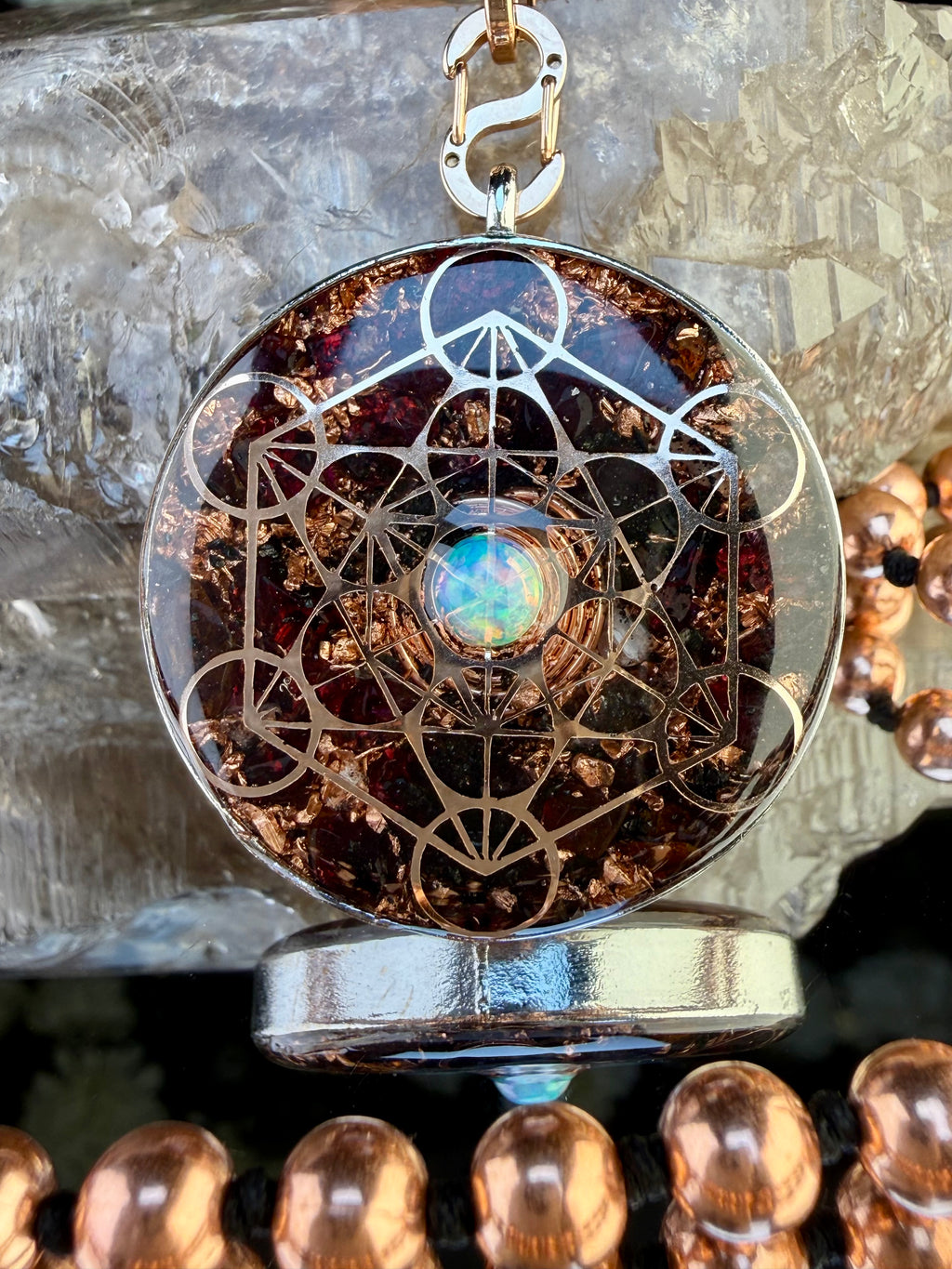 Garnet & Opal Orgonite Mala~For Passion, Strength, & Creativity