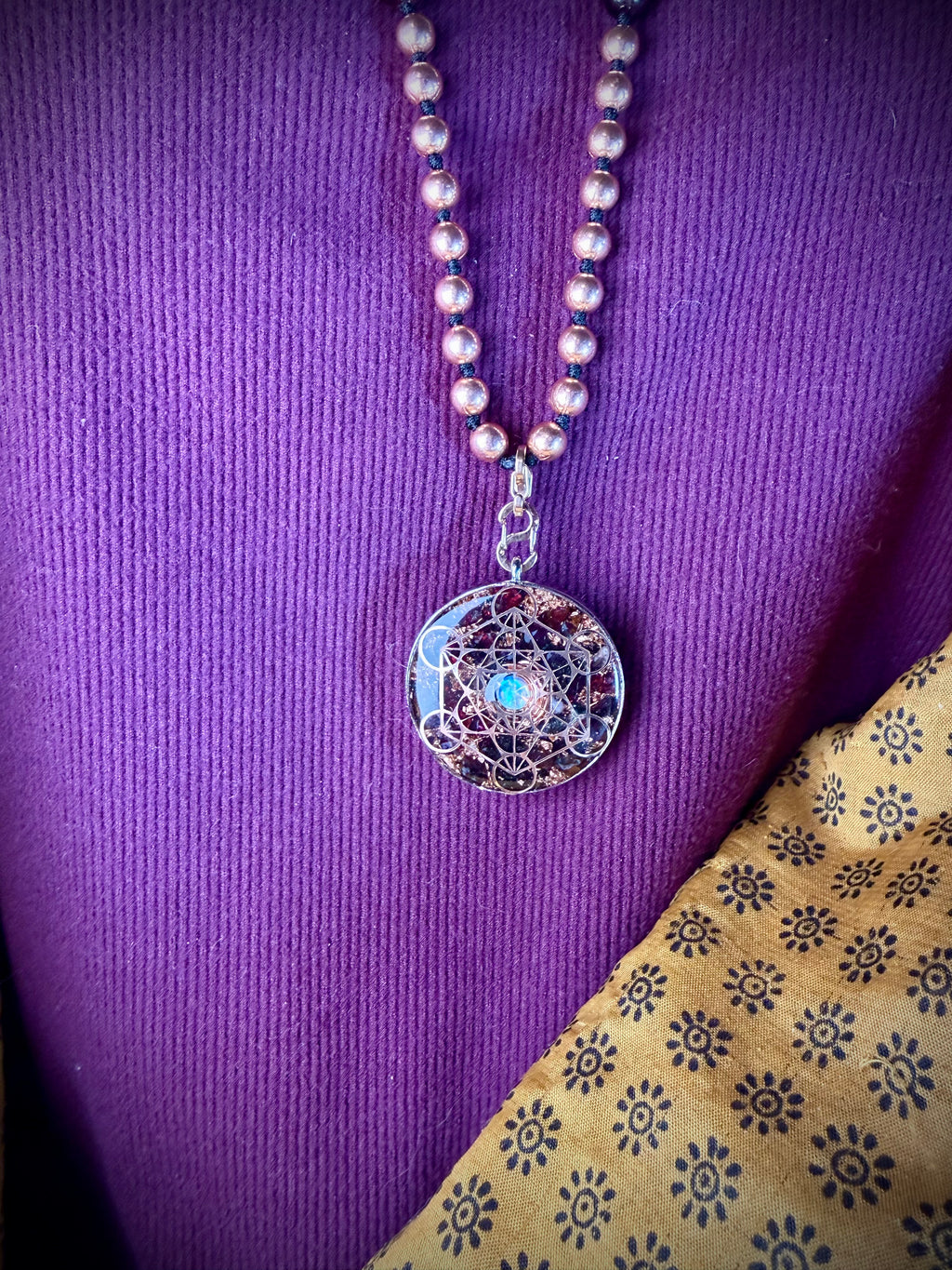 Garnet & Opal Orgonite Mala~For Passion, Strength, & Creativity