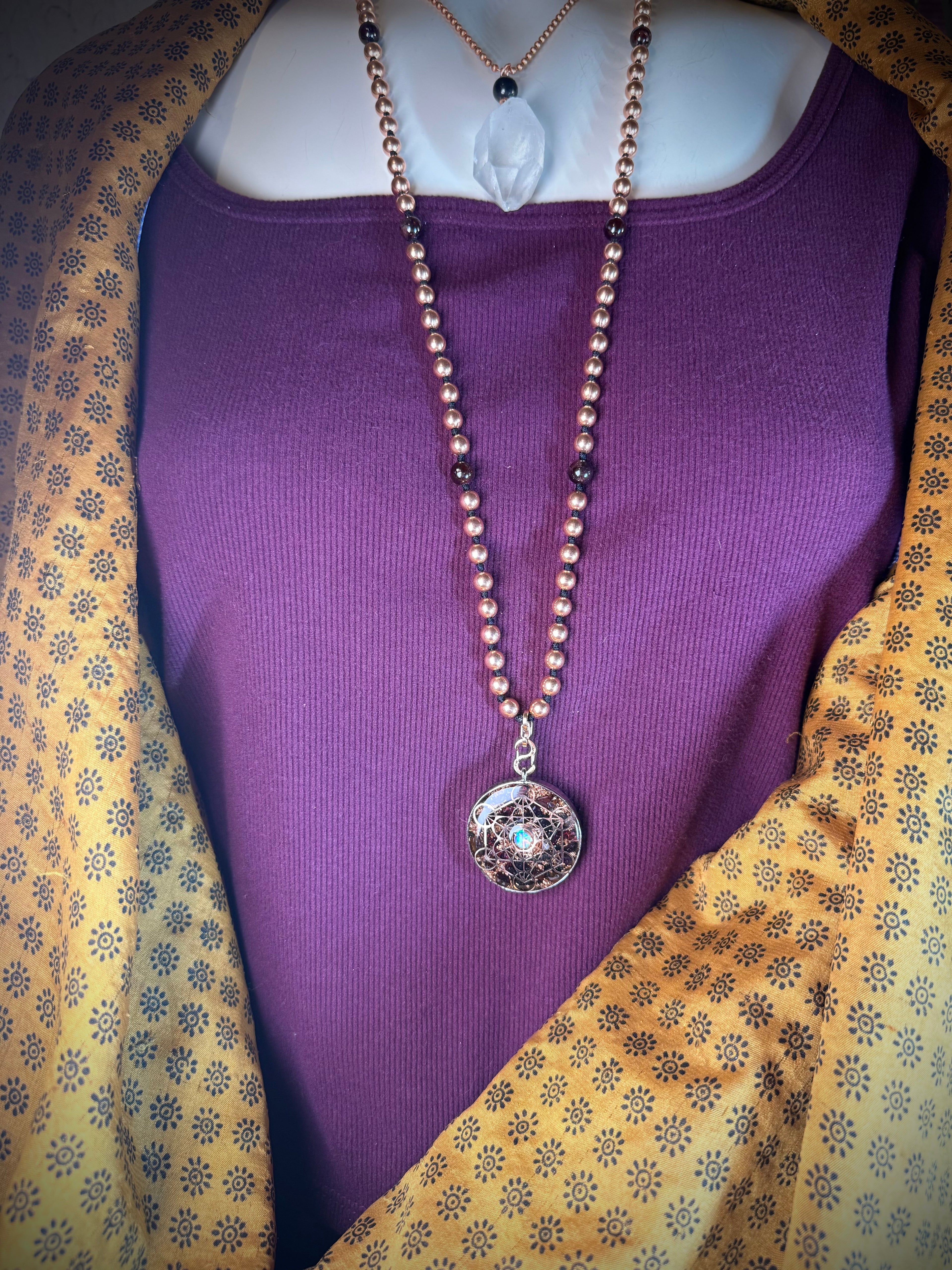 Garnet & Opal Orgonite Mala~For Passion, Strength, & Creativity