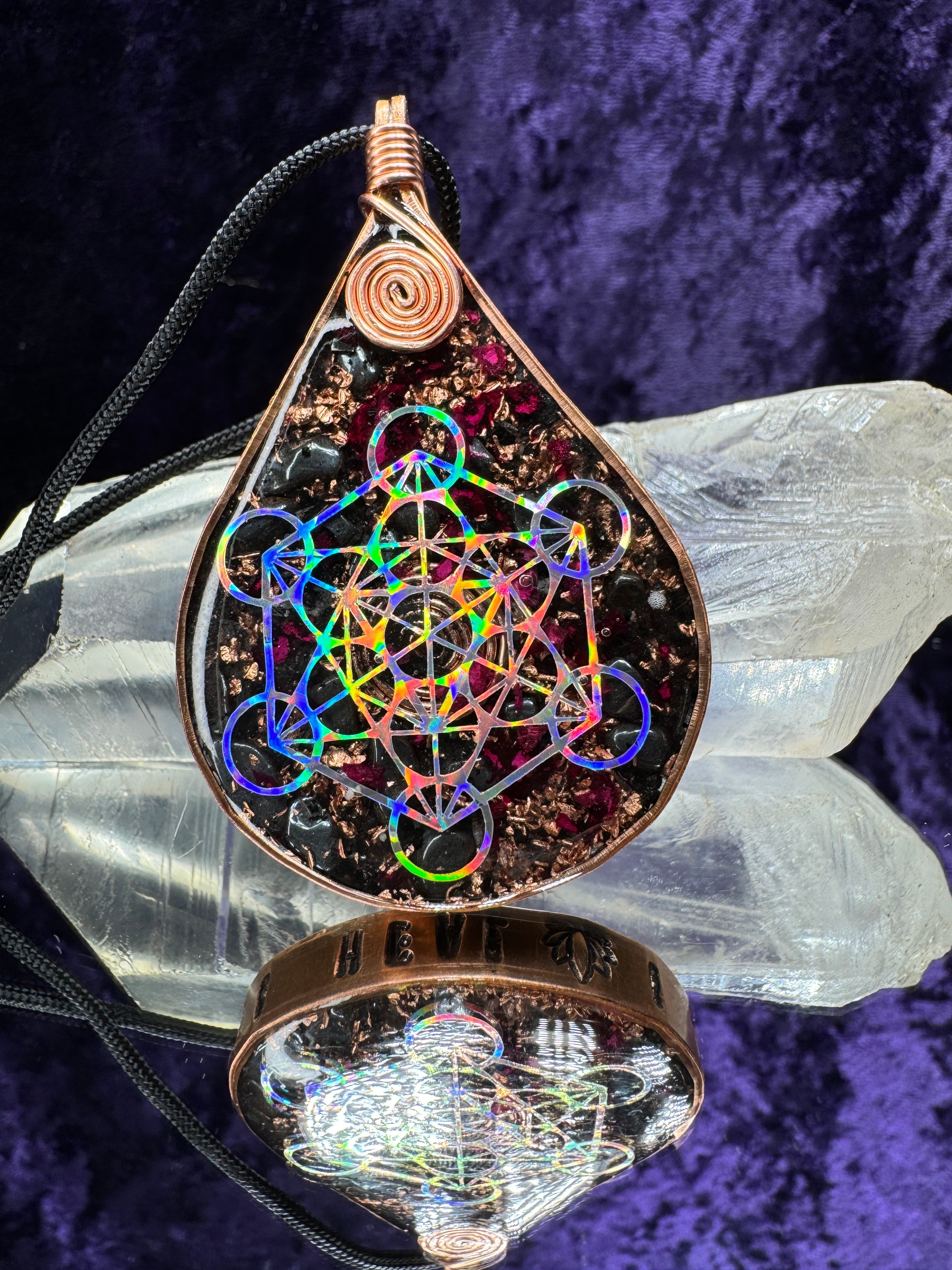 Rose Petals-I Rise I Heal I Overcome-Balance & Protection Orgonite Amulet-Balance and Protection