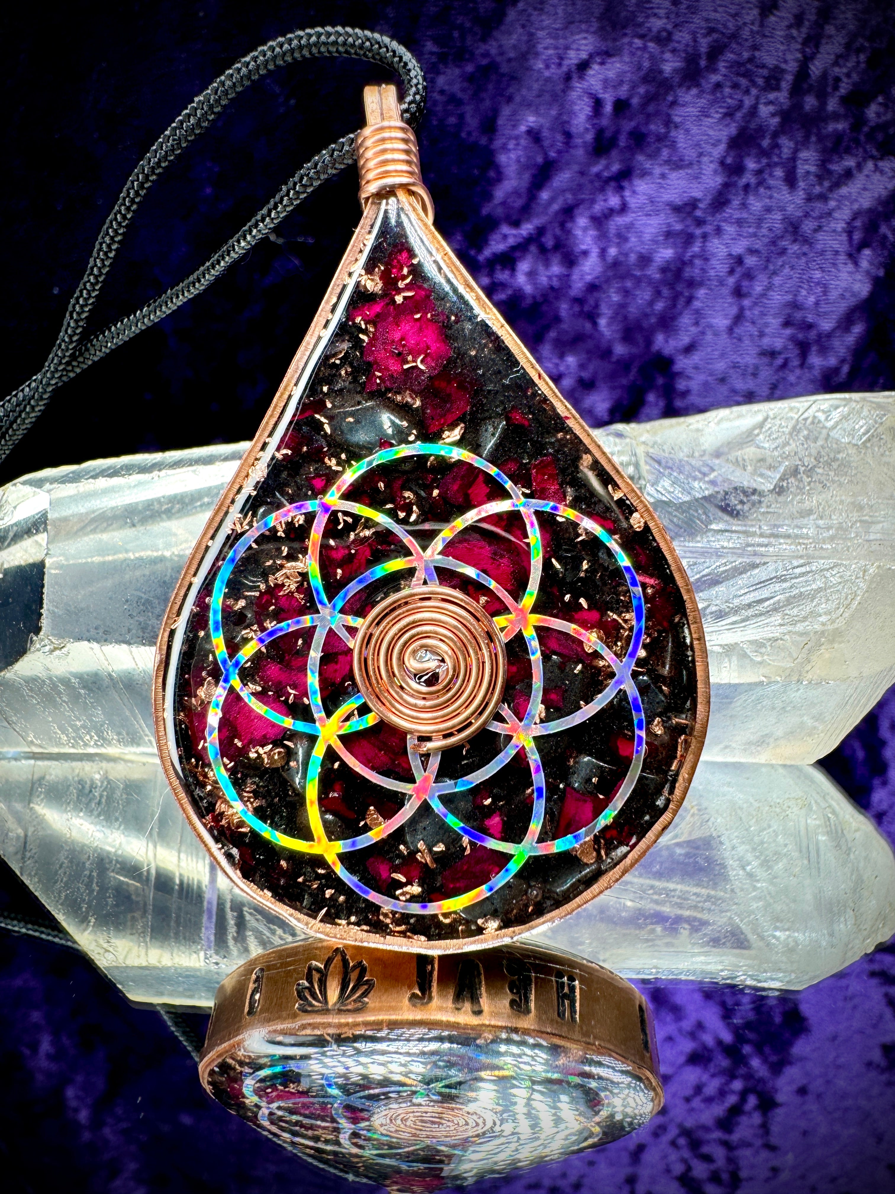 Rose Petals-I Rise I Heal I Overcome-Balance & Protection Orgonite Amulet-Balance and Protection