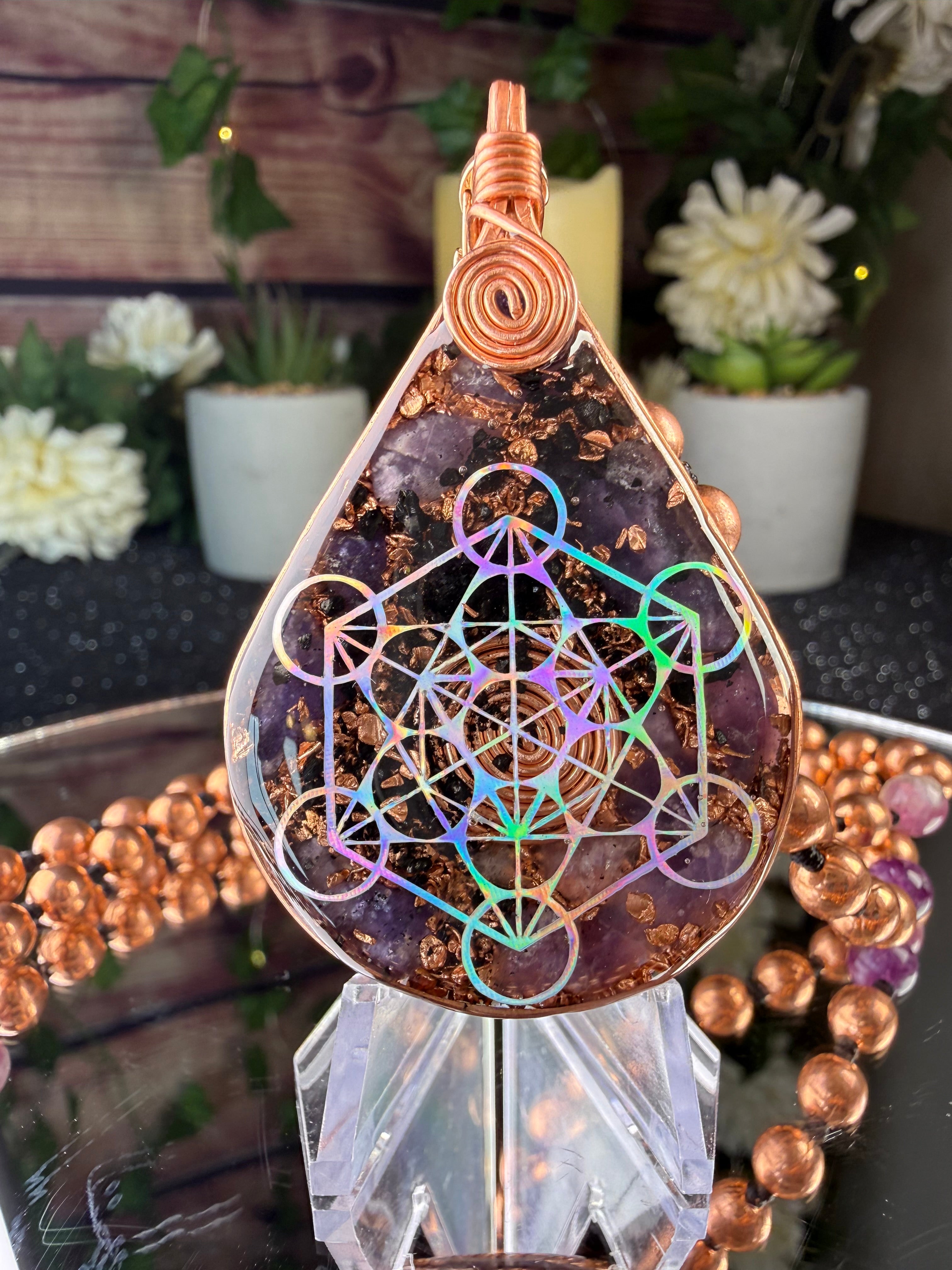 The wound is the place where the light enters you~ Orgonite Mala With Lepidolite