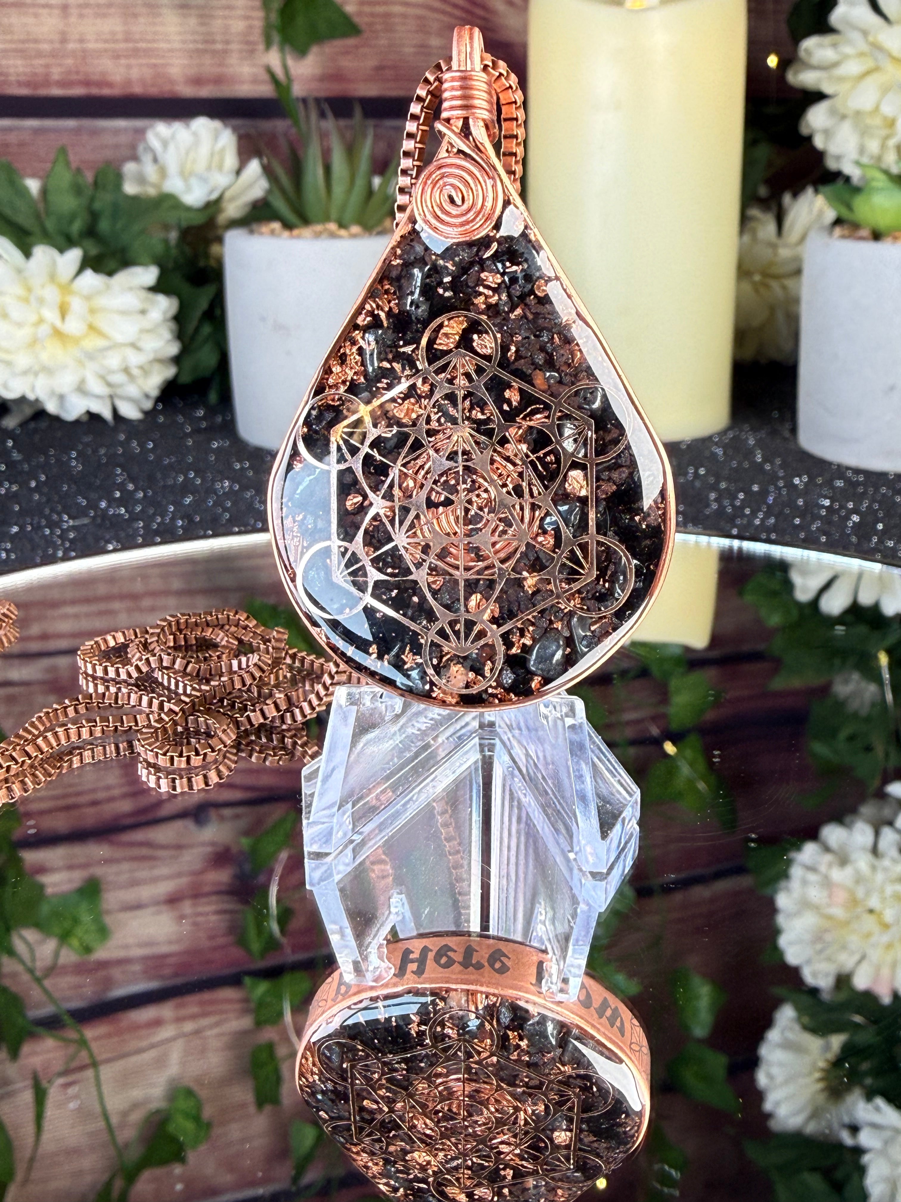 Be Here Now~Orgonite Necklace for Grounding+Protection