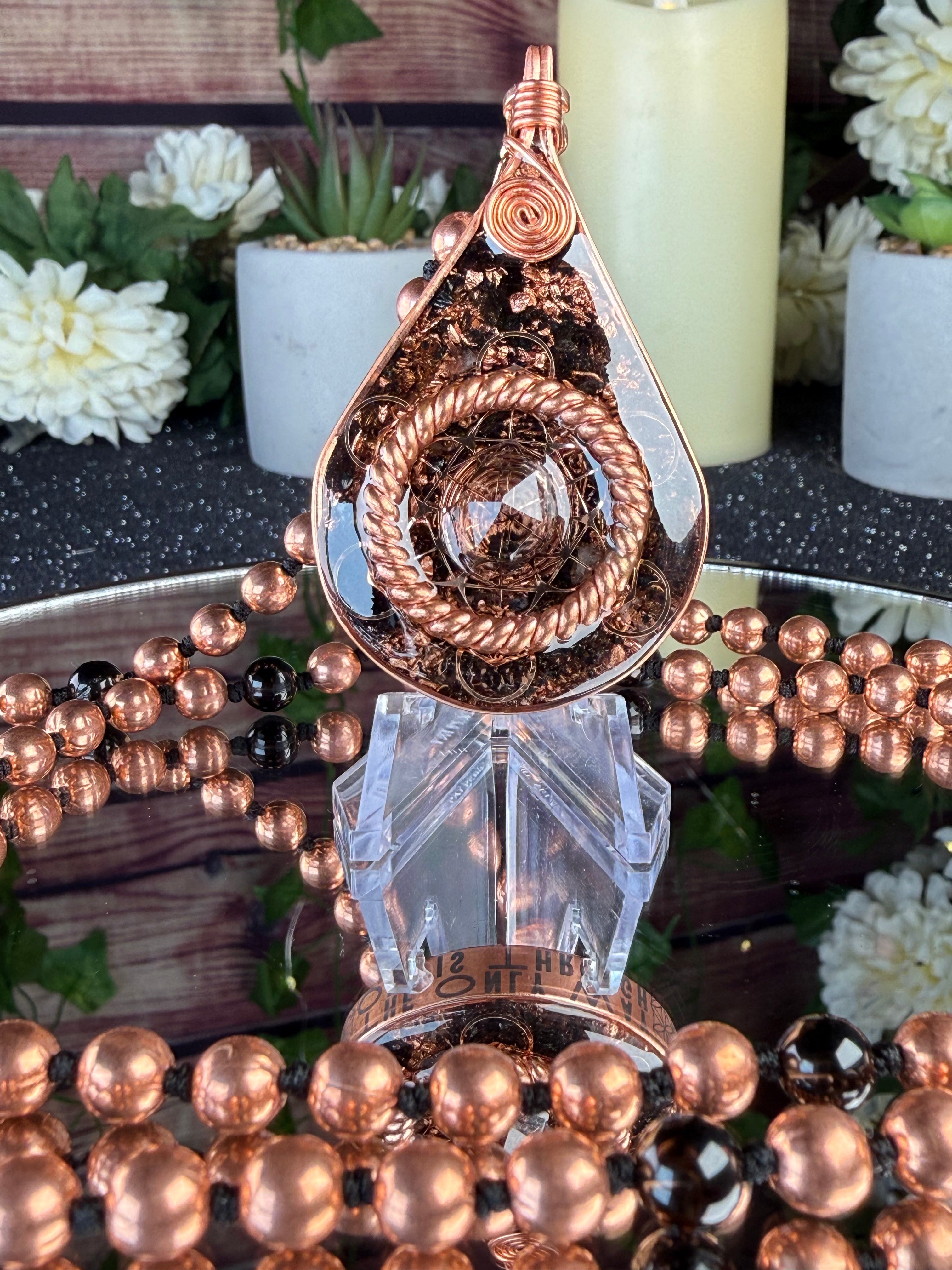 The Only Way Out Is Through~Smokey Quartz Orgonite Mala Necklace