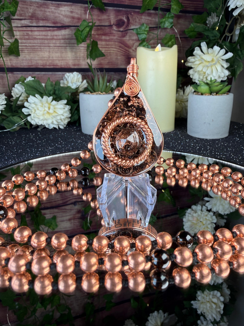 The Only Way Out Is Through~Smokey Quartz Orgonite Mala Necklace