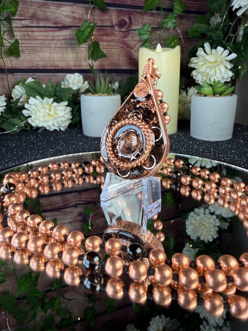 The Only Way Out Is Through~Smokey Quartz Orgonite Mala Necklace