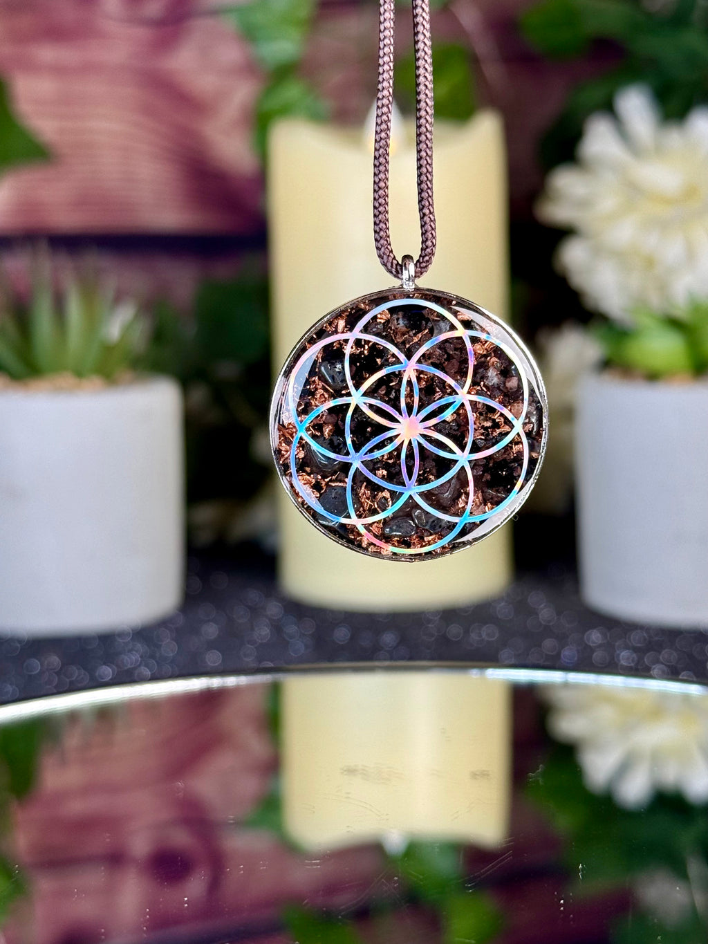 Metatron's Cube Orgonite-Grounding Blend w/ Magnetite, Hematite, Black Tourmaline, Elite Shungite, Diamond Quartz, Clear Quartz, Copper