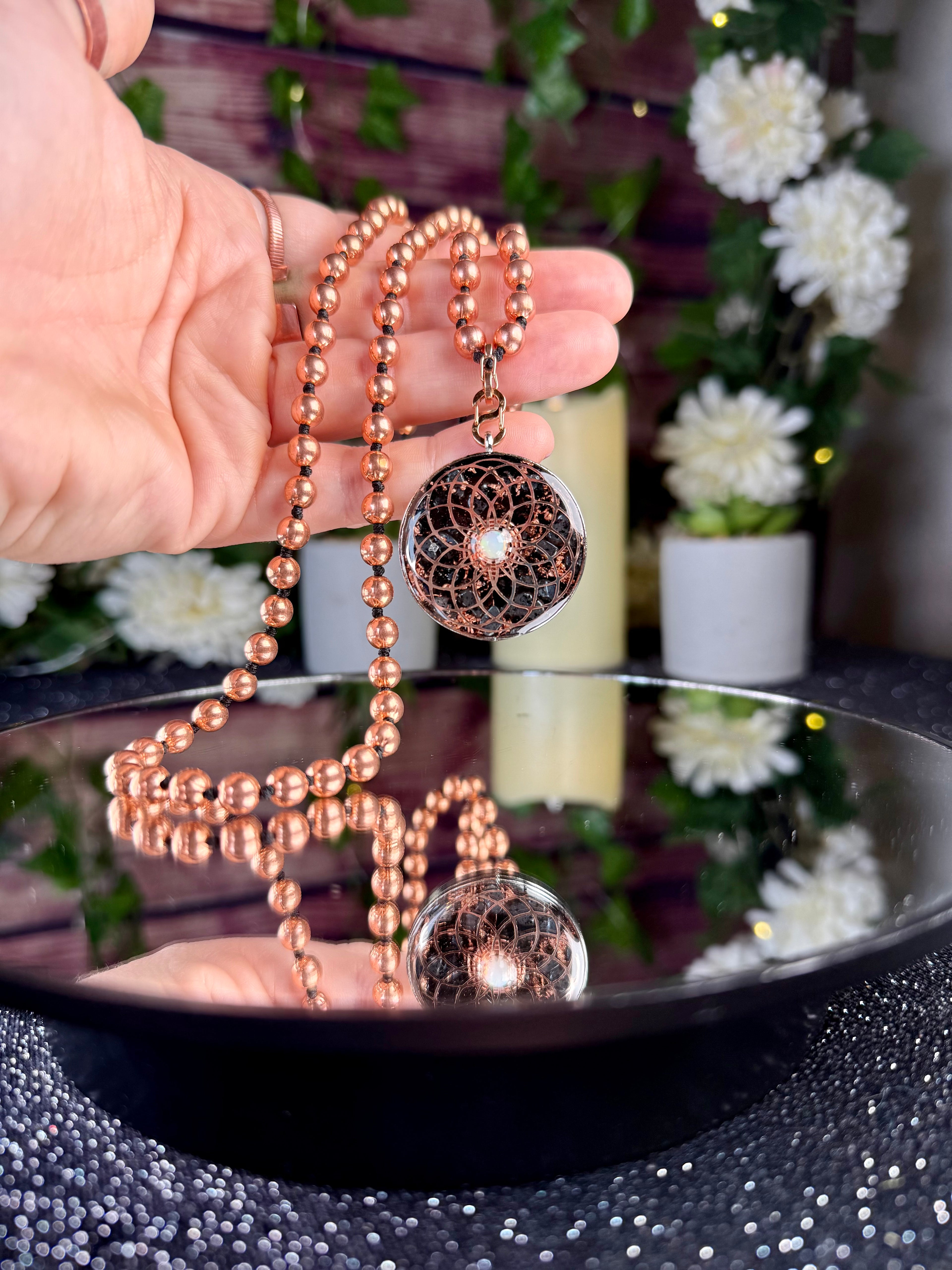 Torus+Seed of Life Orgonite Copper Grounding Mala