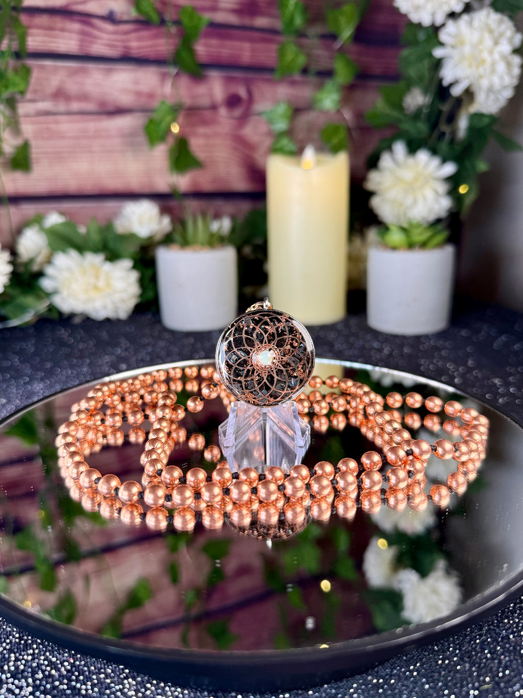 Torus+Seed of Life Orgonite Copper Grounding Mala