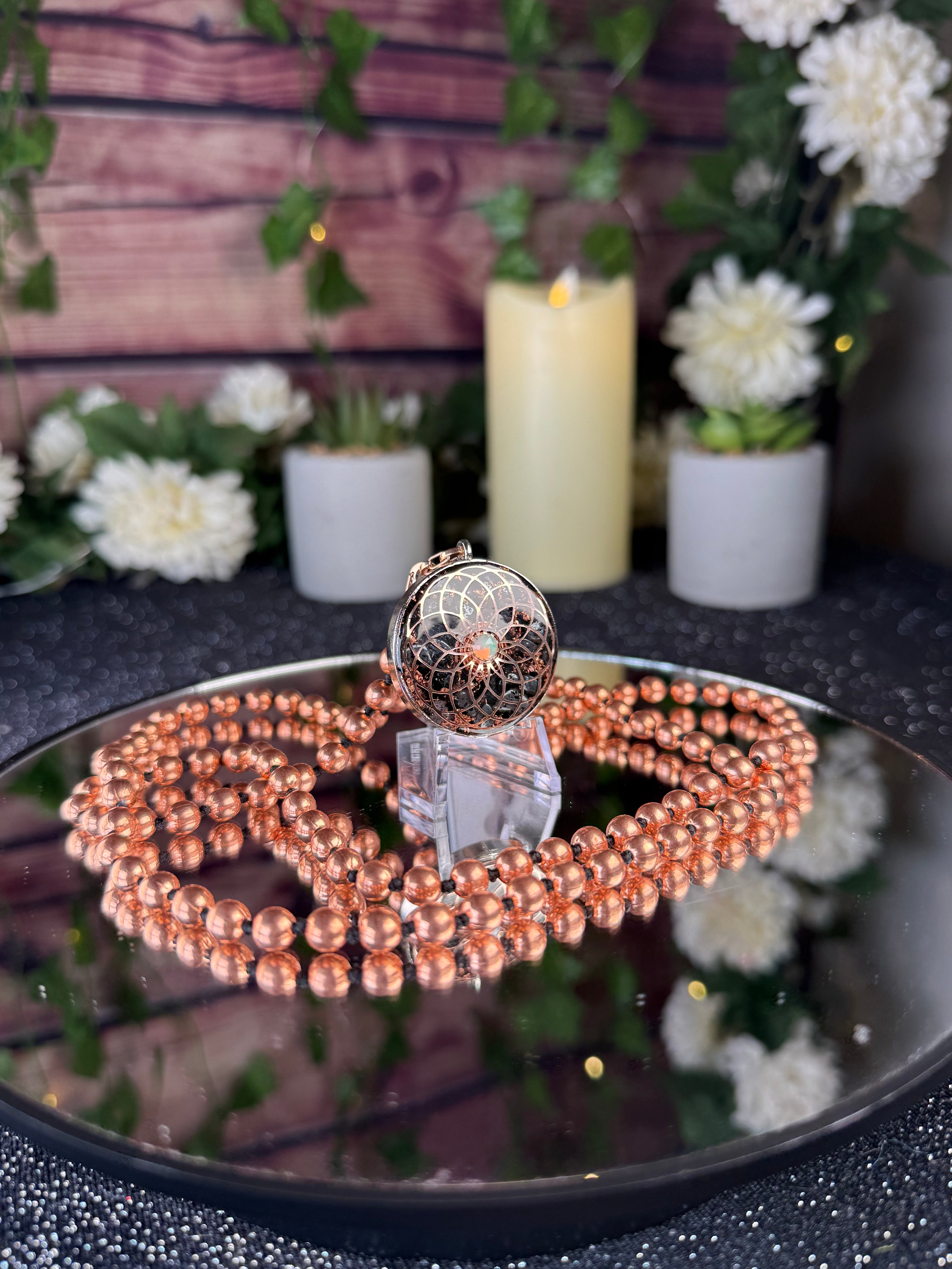 Torus+Seed of Life Orgonite Copper Grounding Mala