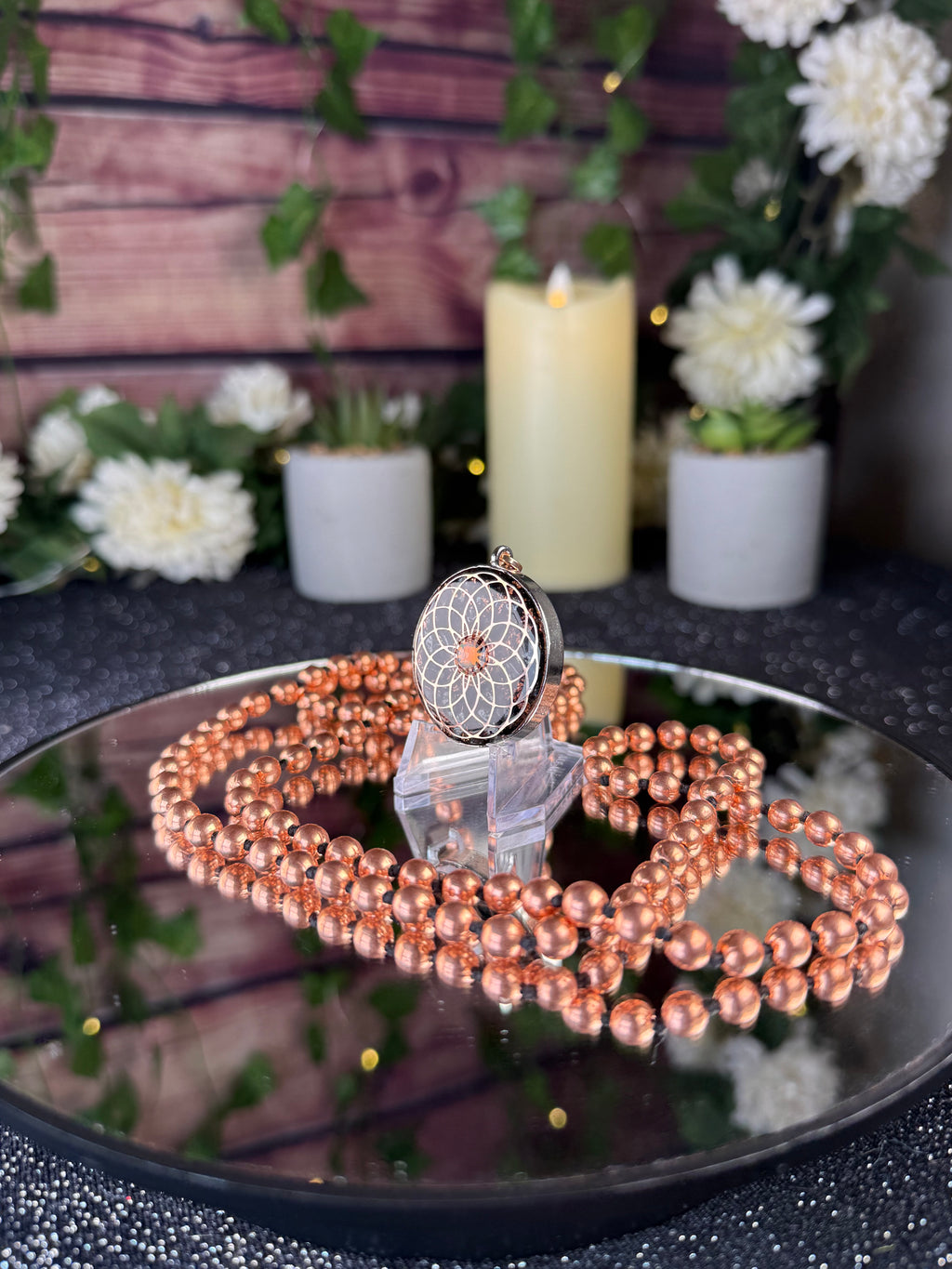 Torus+Seed of Life Orgonite Copper Grounding Mala