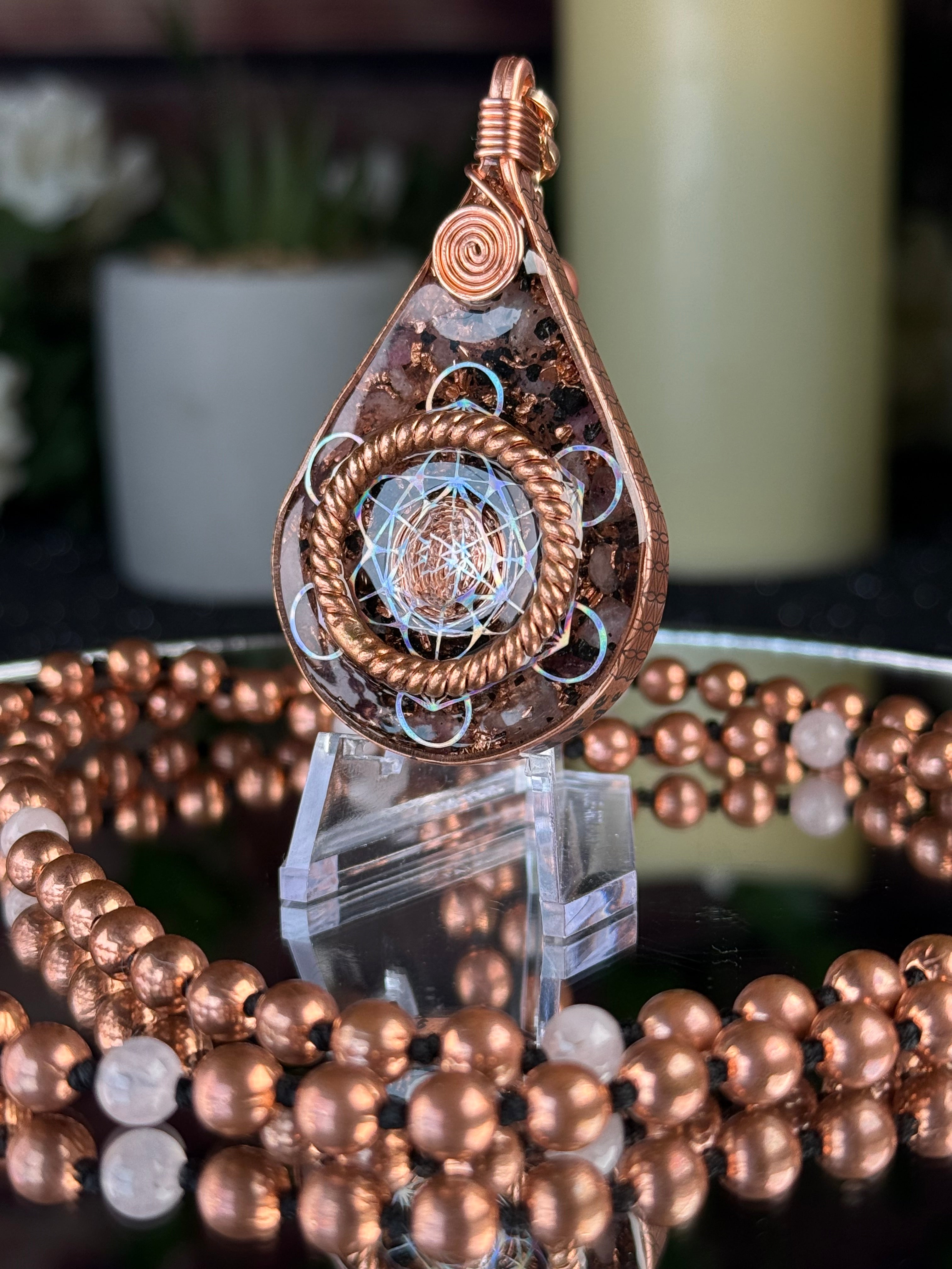 Inhale Love Exhale Gratitude~Orgonite Mala w/ Rose Quartz+Pink Tourmaline