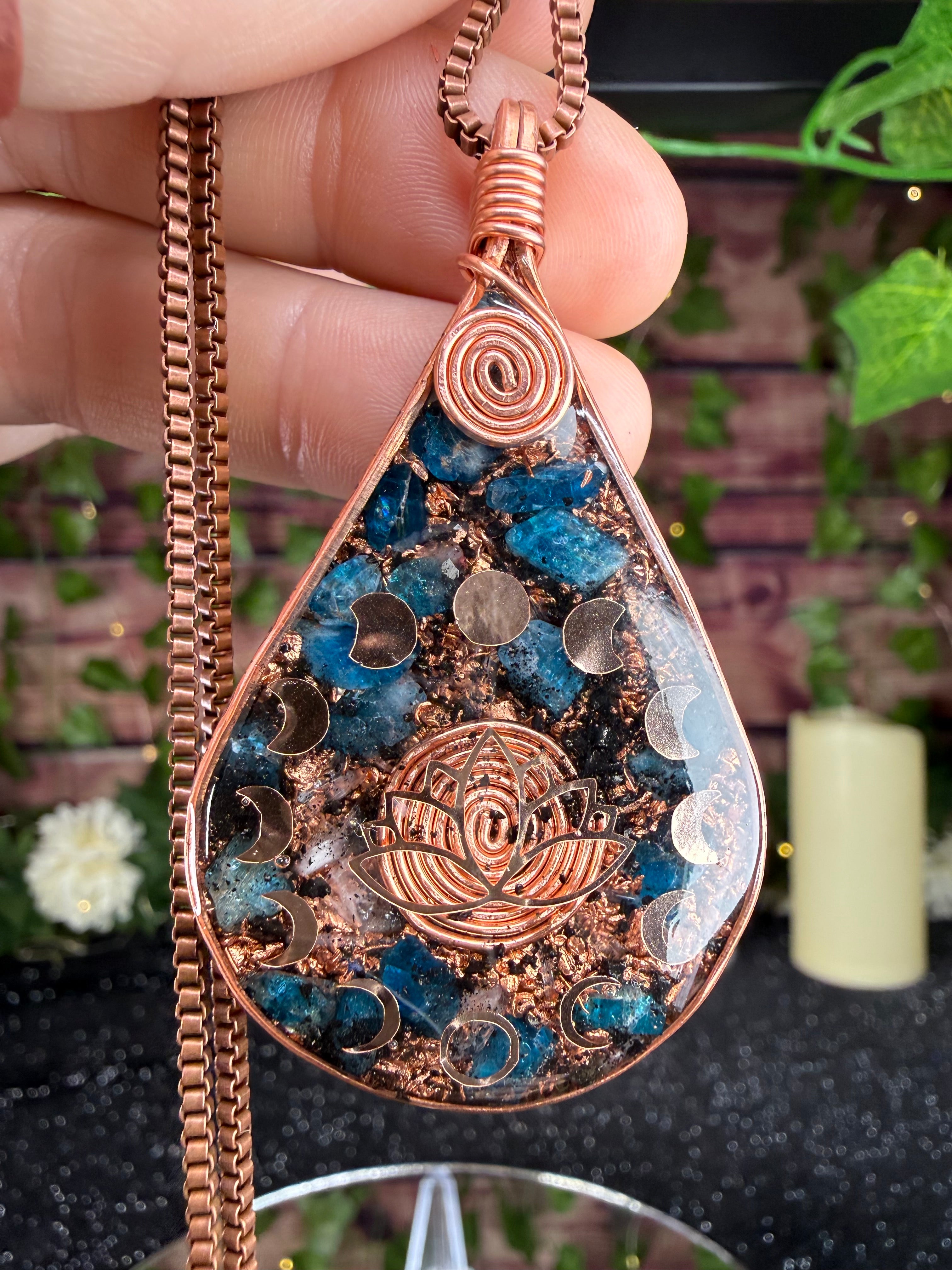 Breathe & Let Go Orgonite w/ Blue Apatite & Selenite for Clarity Release & Peace