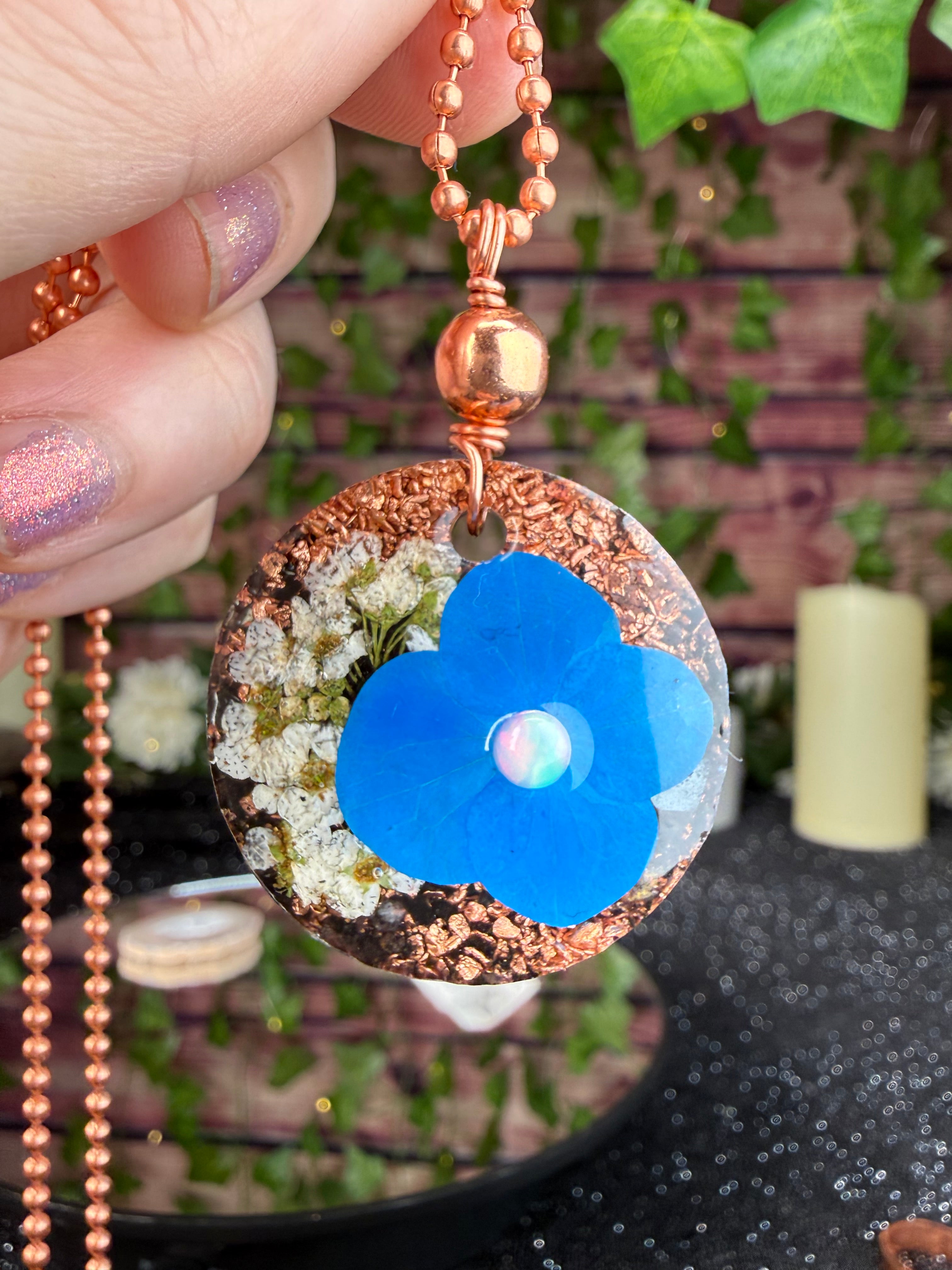 Flower Orgonite~Grounding Blend~White w/ Opal~Flower Power