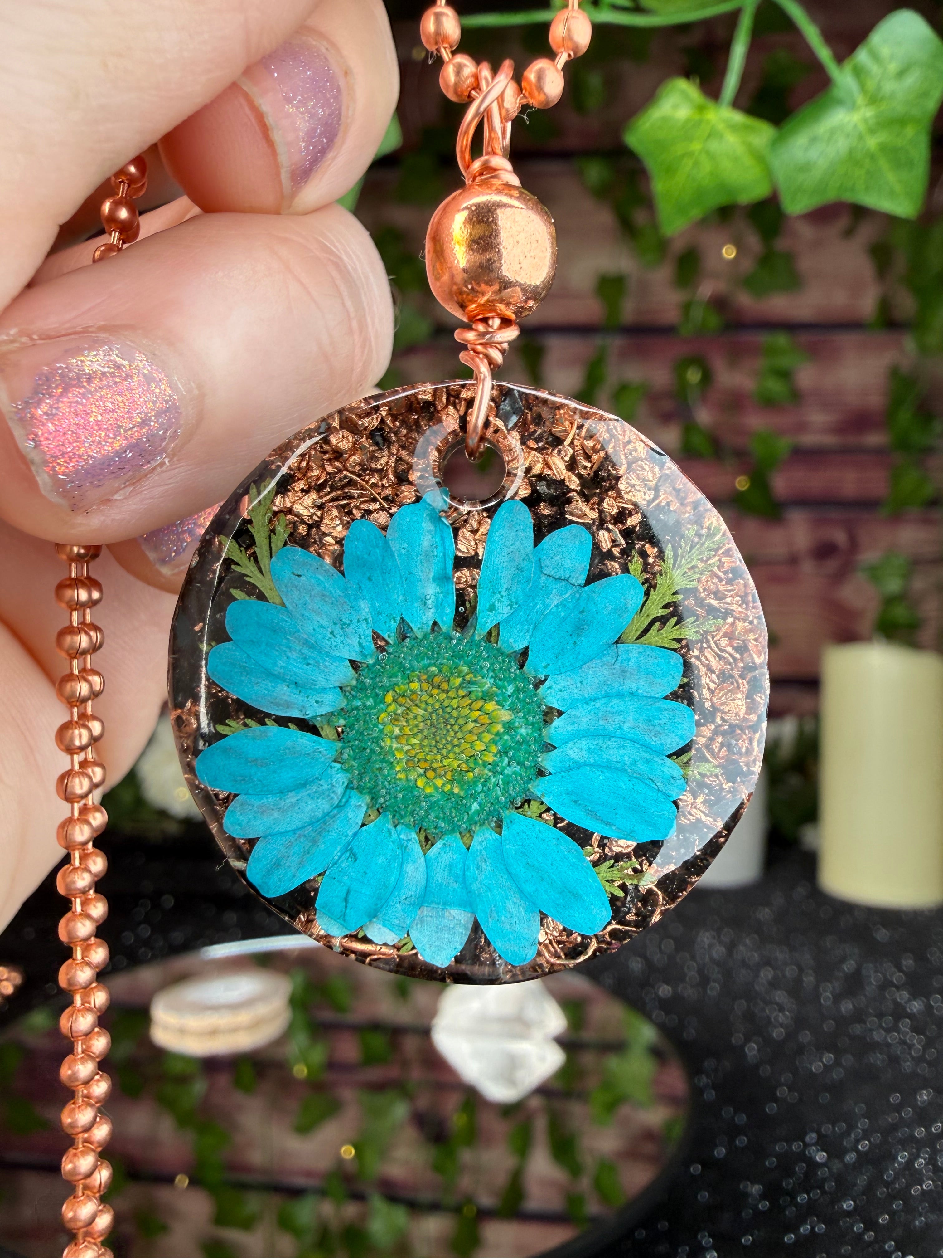 Flower Orgonite~Grounding Blend~Blue~Flower Power