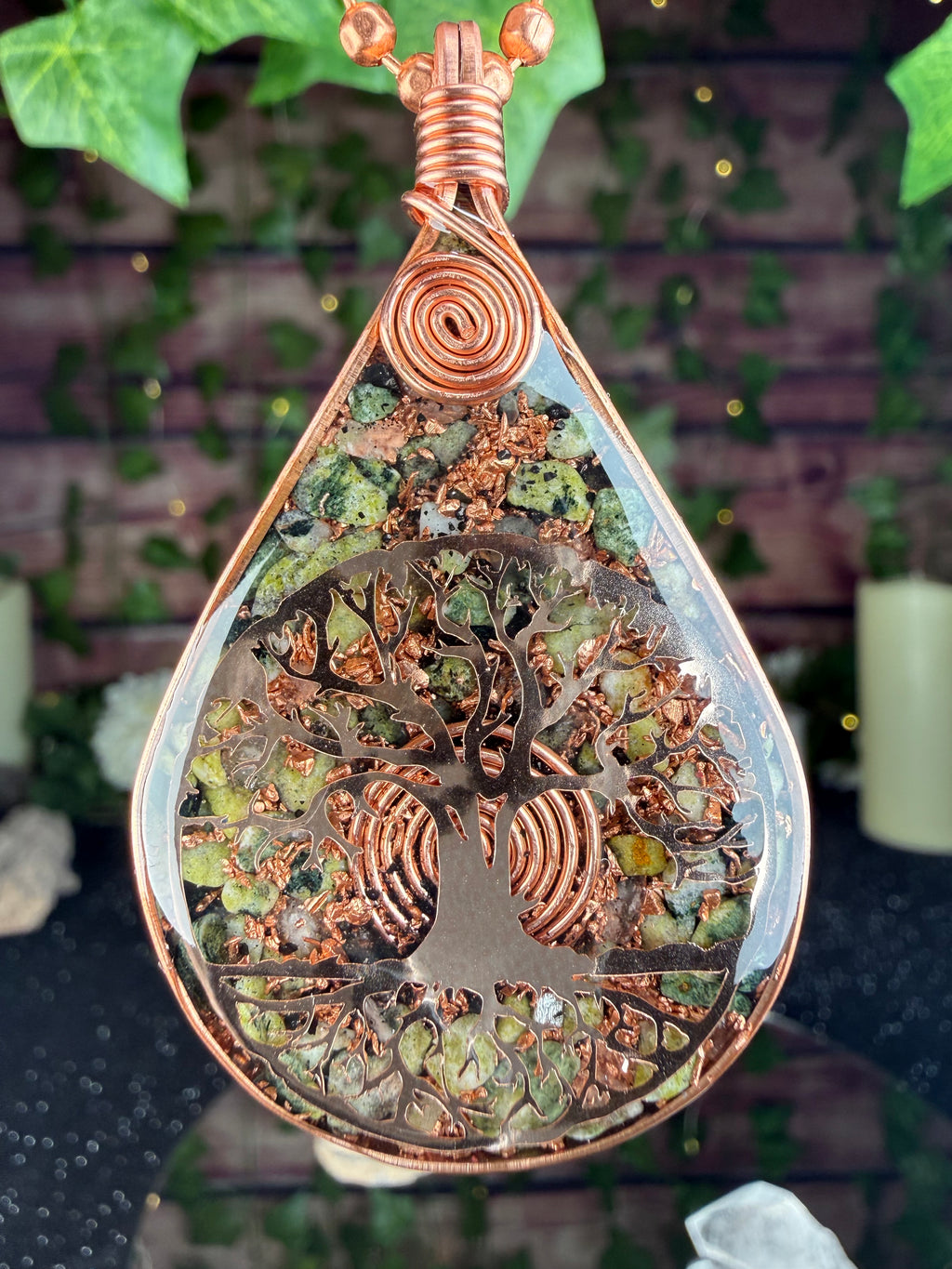 Serpentine Tree of Life Orgonite for Grounding and Transformation