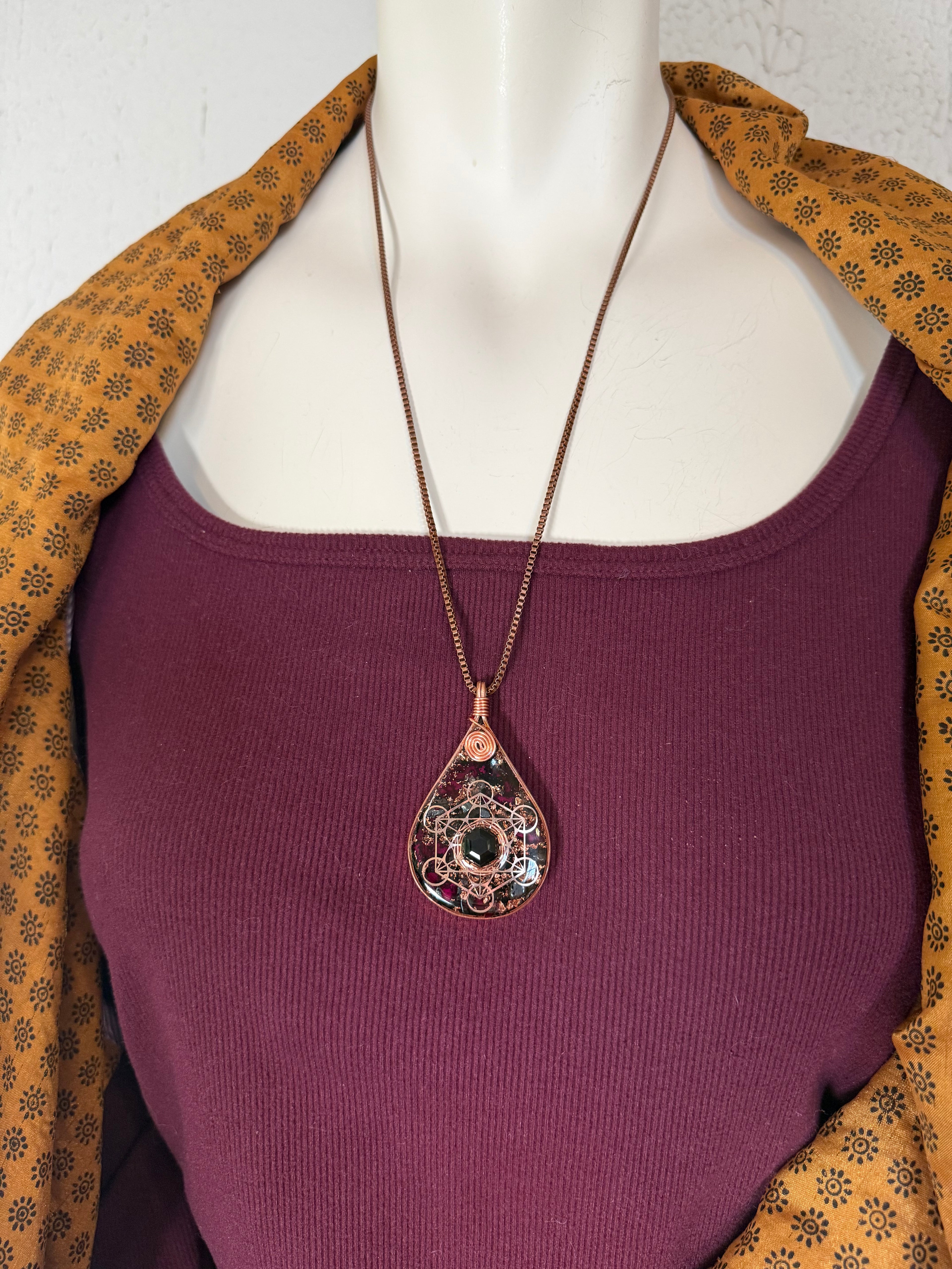 Grounded in Love~Orgonite Amulet with Rose Petals & Grounding Blend