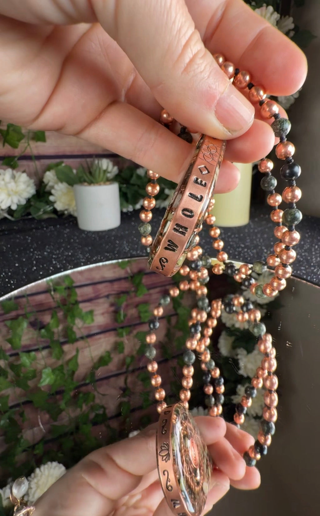 Rooted & Whole~Serpentine Orgonite Mala