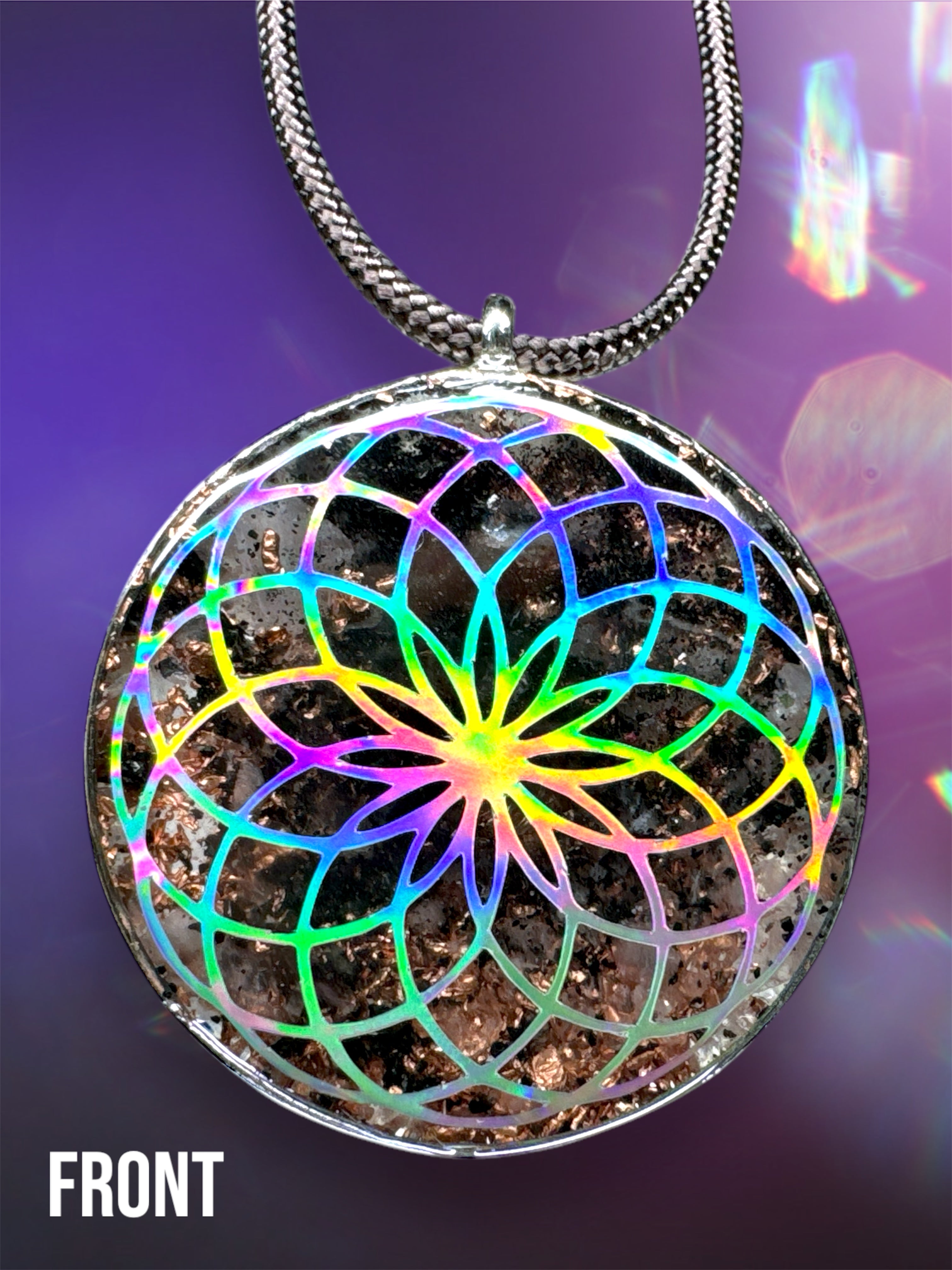 Torus/Lotus+Seed of Life Rose Quartz Orgonite w/ Elite Shungite + Herkimer Diamond