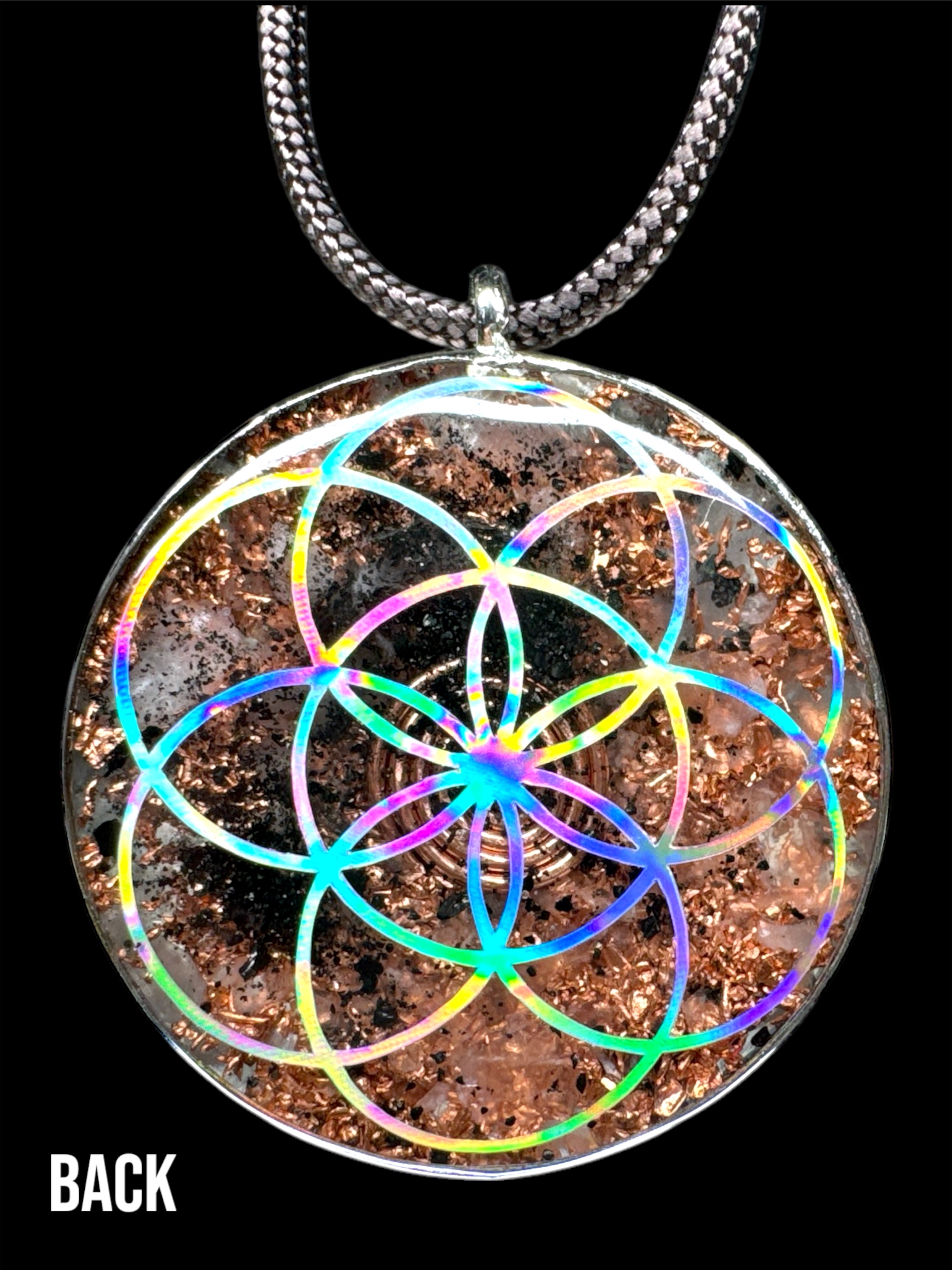 Torus/Lotus+Seed of Life Rose Quartz Orgonite w/ Elite Shungite + Herkimer Diamond