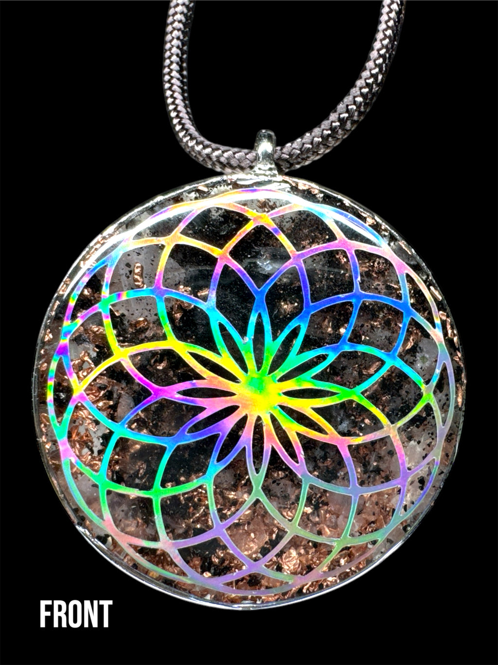 Torus/Lotus+Seed of Life Rose Quartz Orgonite w/ Elite Shungite + Herkimer Diamond