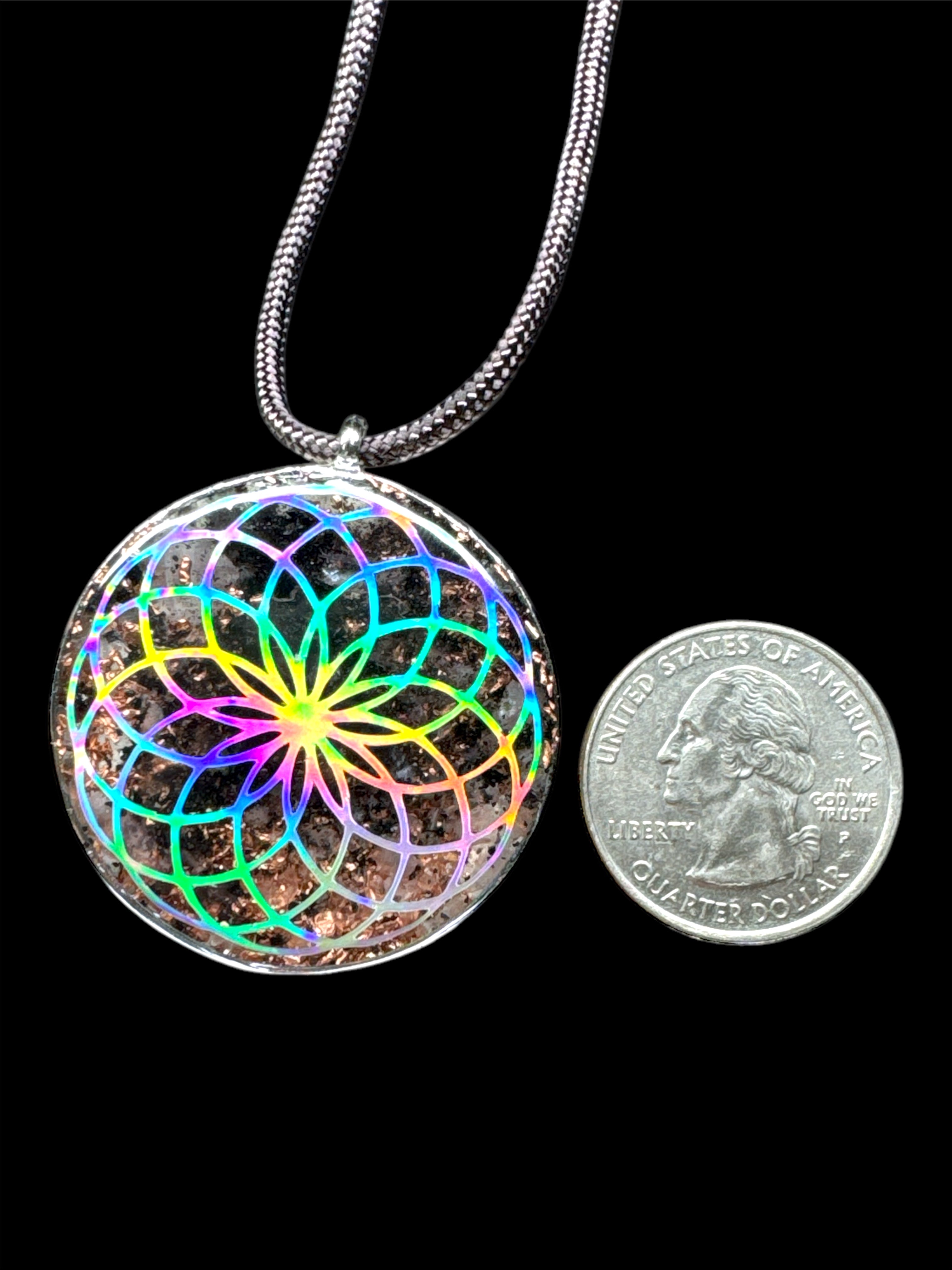 Torus/Lotus+Seed of Life Rose Quartz Orgonite w/ Elite Shungite + Herkimer Diamond