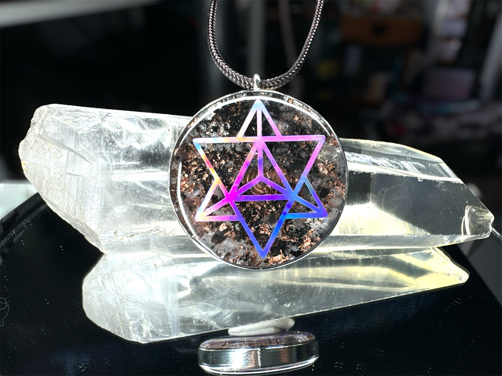 Merkaba+Seed of Life w/ Rose Quartz-Elite Shungite-Herkimer Diamond
