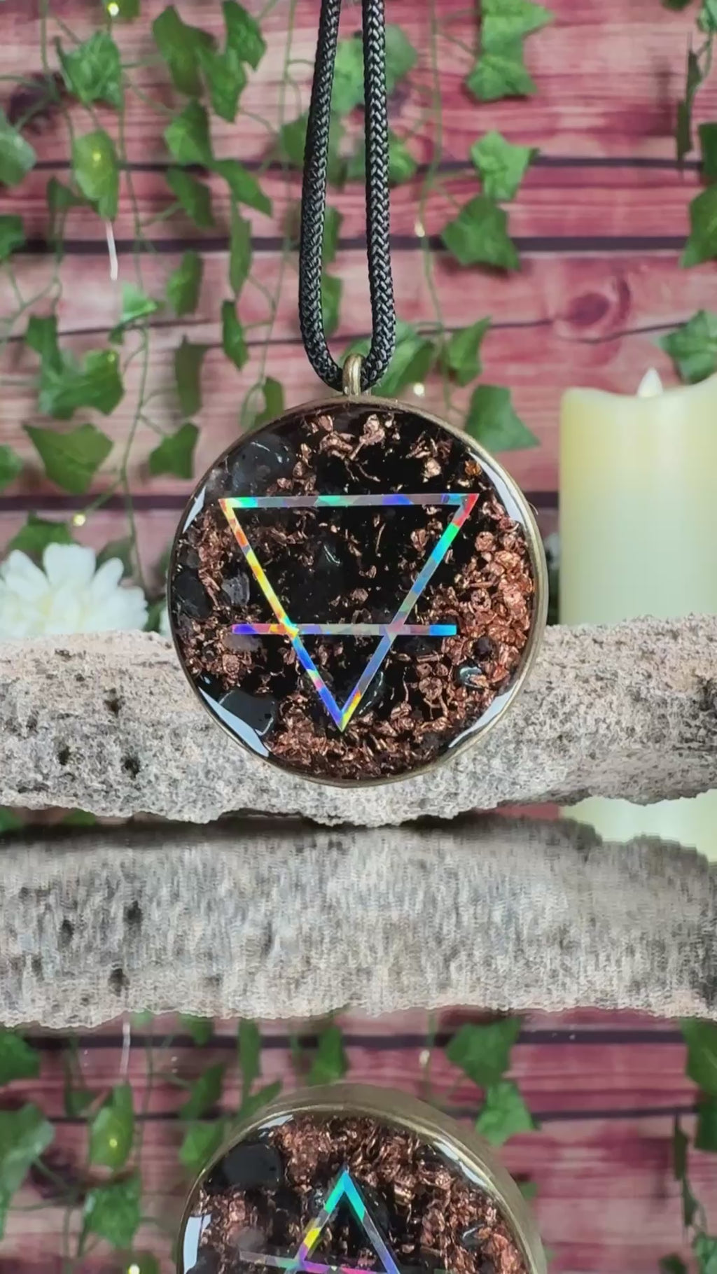 Earth Alchemy Symbol Dbl Sided w/ Seed of Life Grounding Orgonite Blend