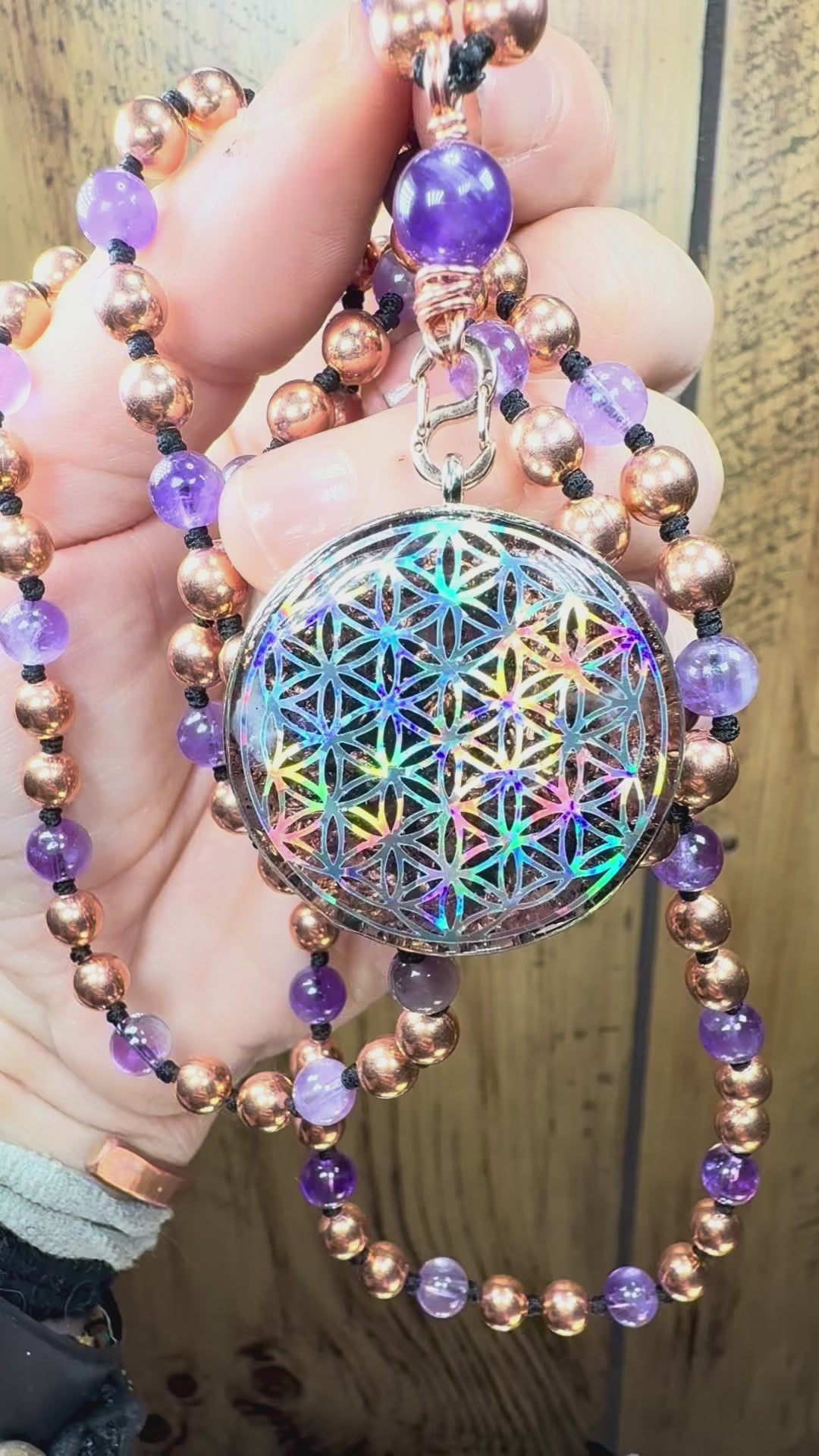 Amethyst Flower of Life Interchangeable Mala