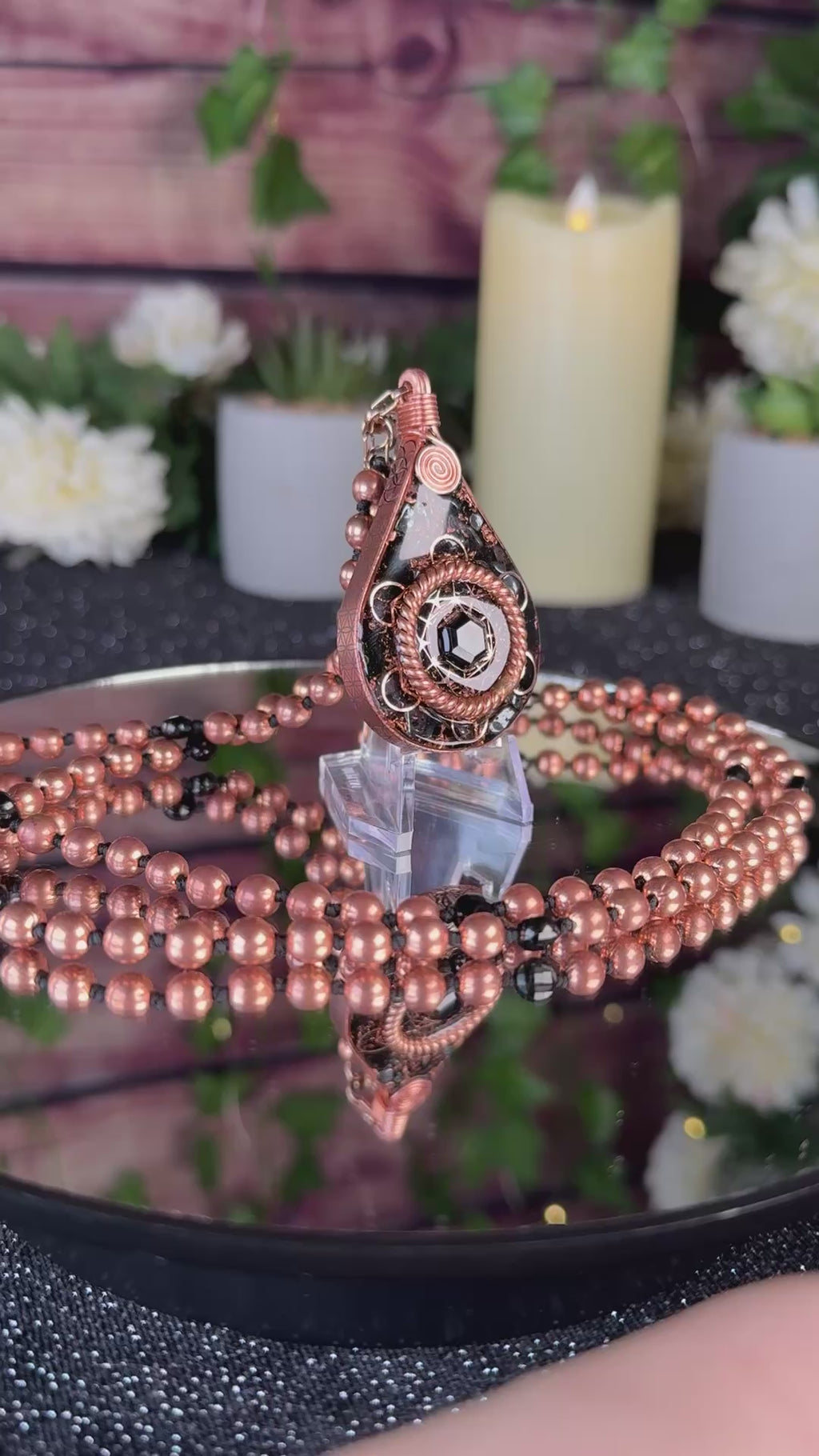 Grounding+Protection Orgonite Mala Necklace