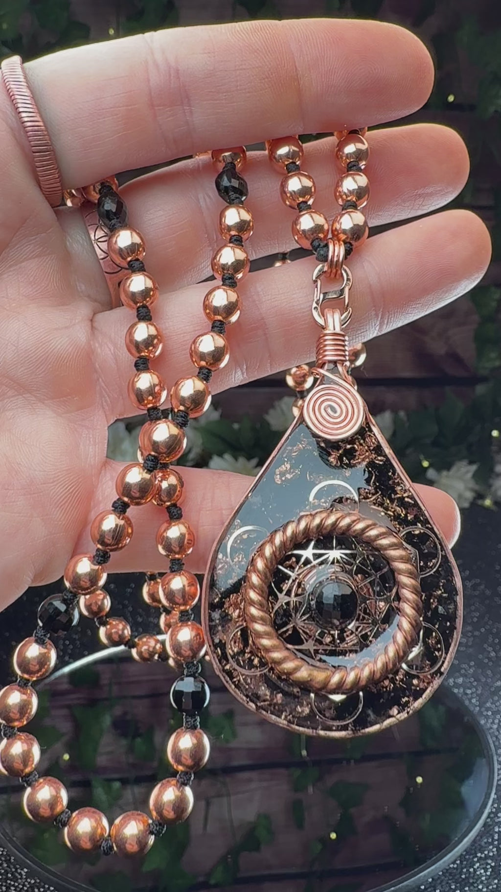 Grounded & Protected+Black Tourmaline Orgonite & Mala Necklace