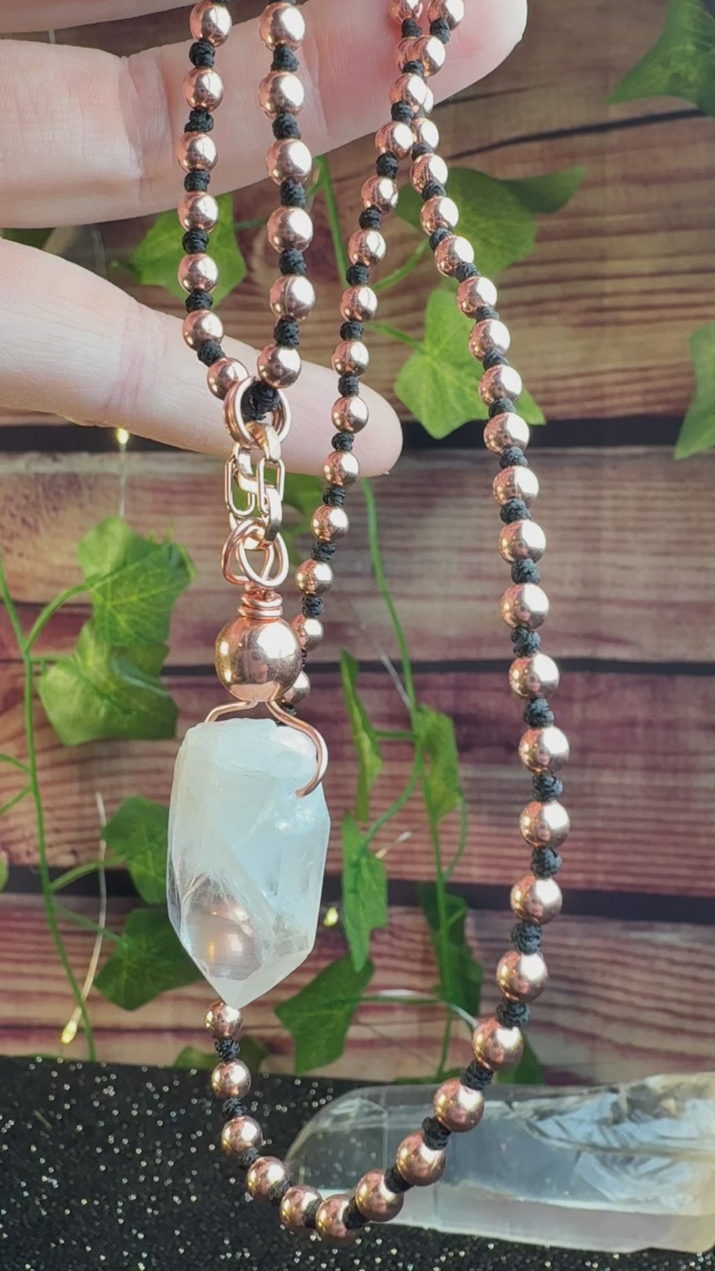 Copper Interchangeable Mala with Quartz Point