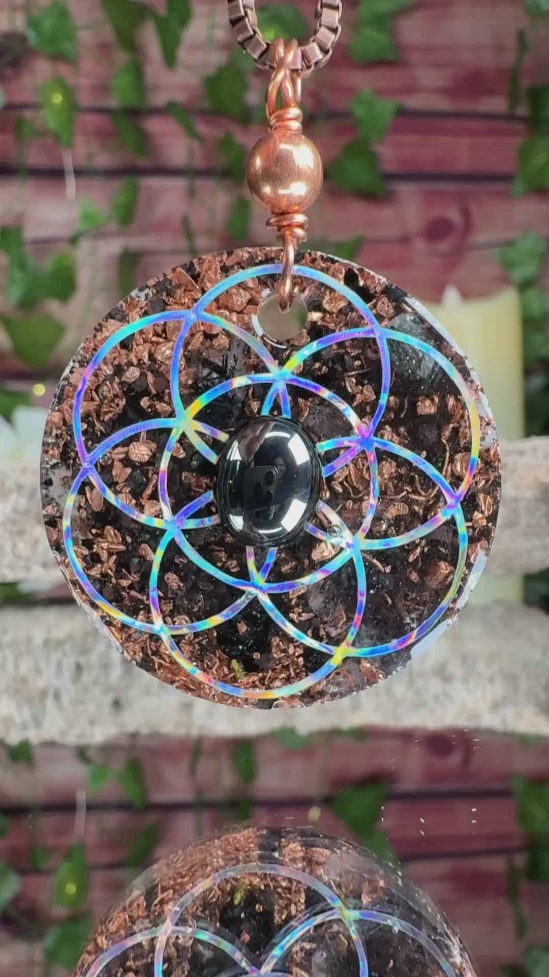 Grounding Orgonite Blend w/ Hematite Cab Dbl Sided