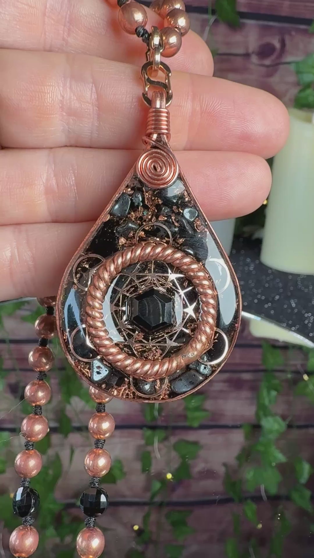 Grounding+Protection Orgonite Mala Necklace