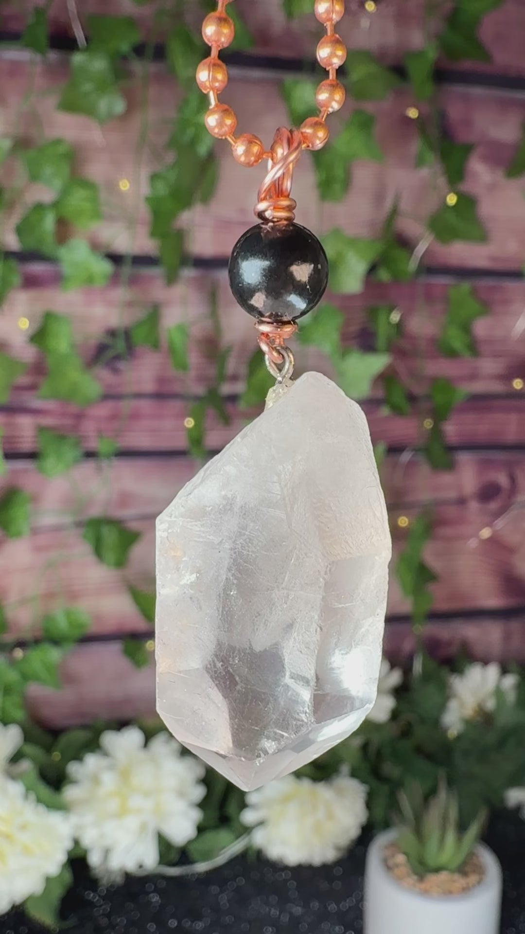 Chunky Clear Quartz & Shungite Charm