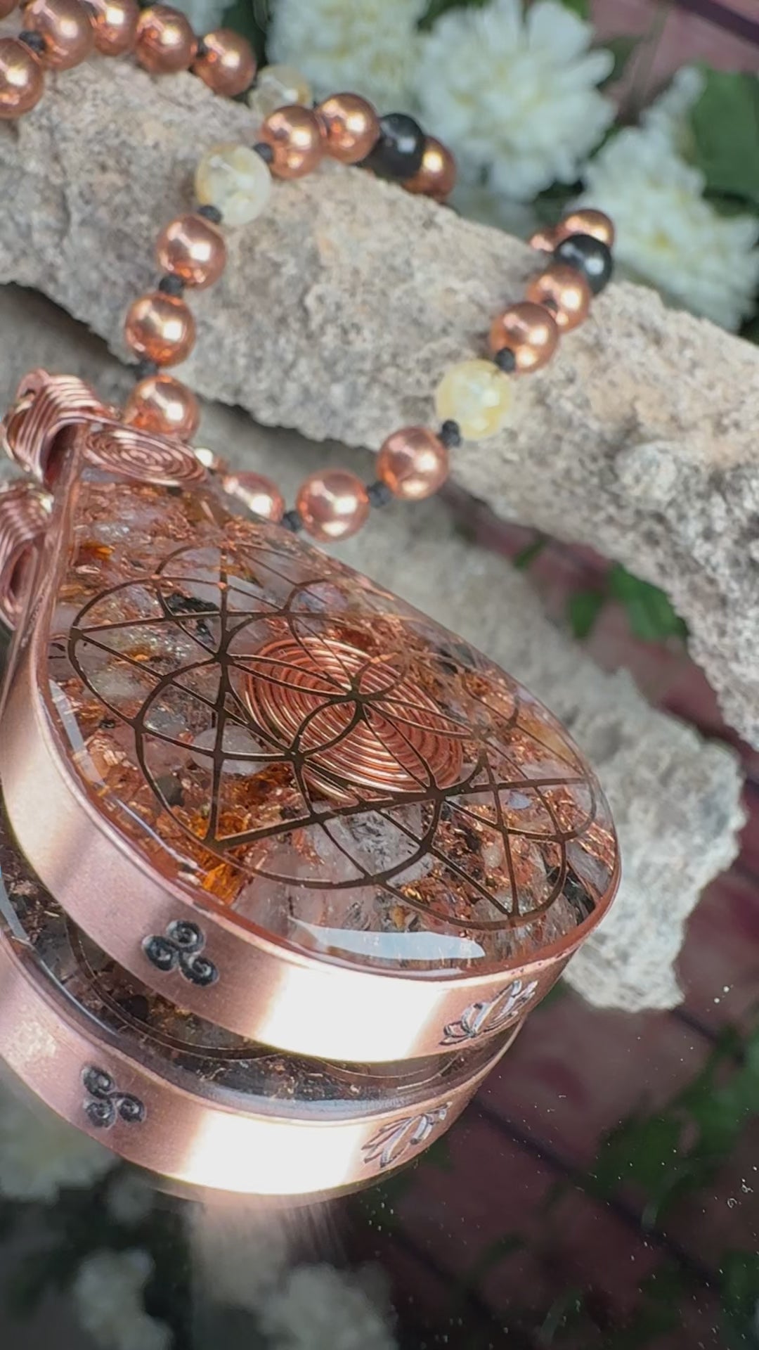 Orgonite Mala W/ Citrine for Confidence, Joy, Protection & Grounding