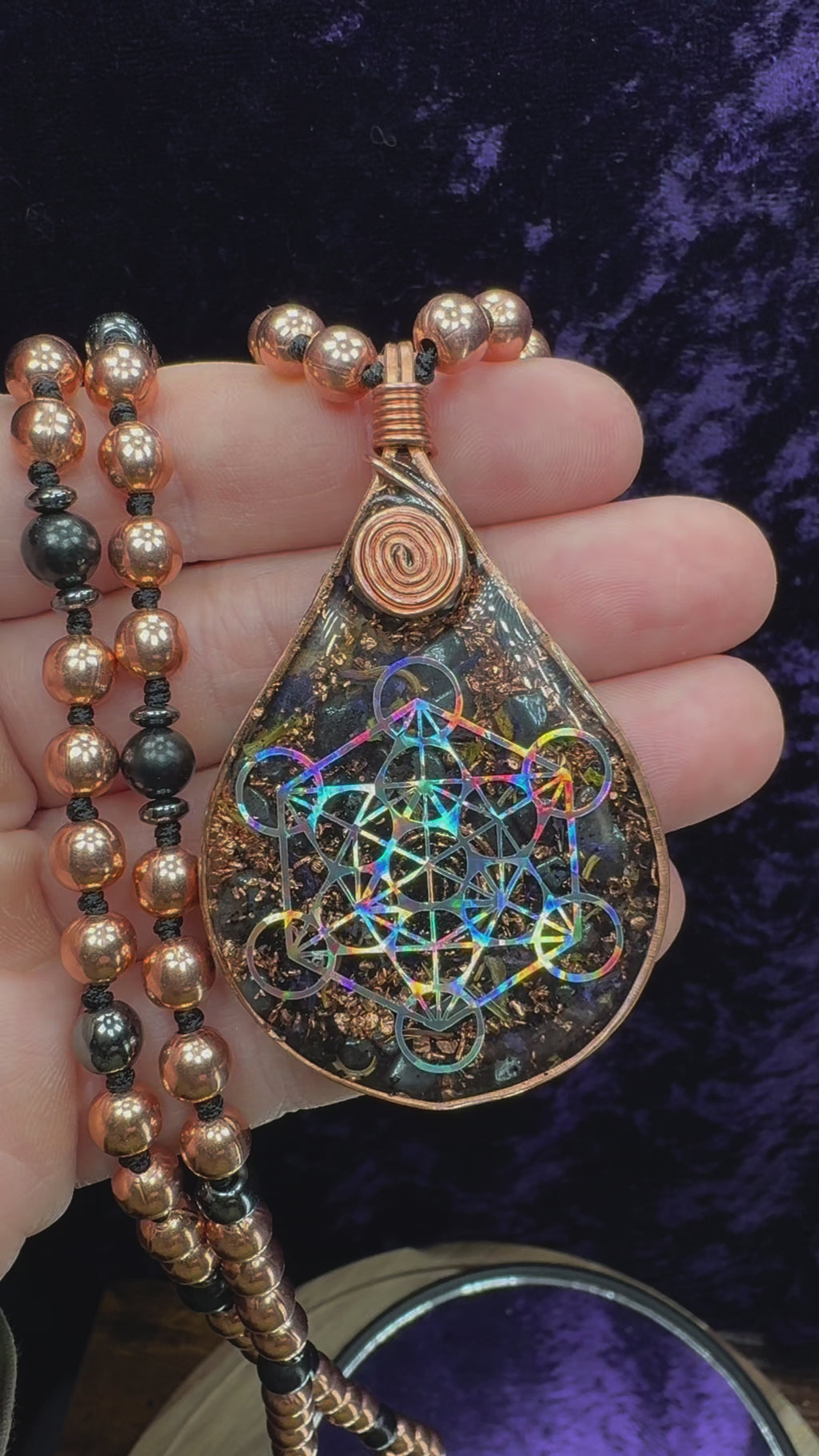 Be Here Now+Blue Lotus Petals •Balance & Protection Orgonite Mala