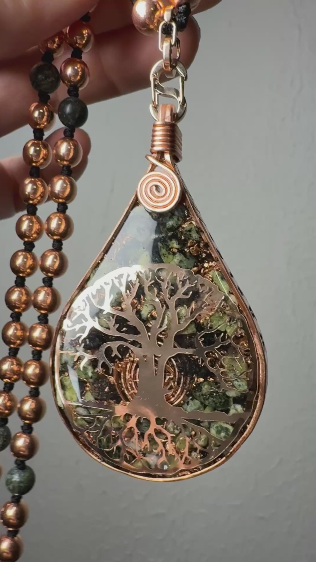 Rooted & Whole~ Serpentine Orgonite Mala for Balance & Transformation