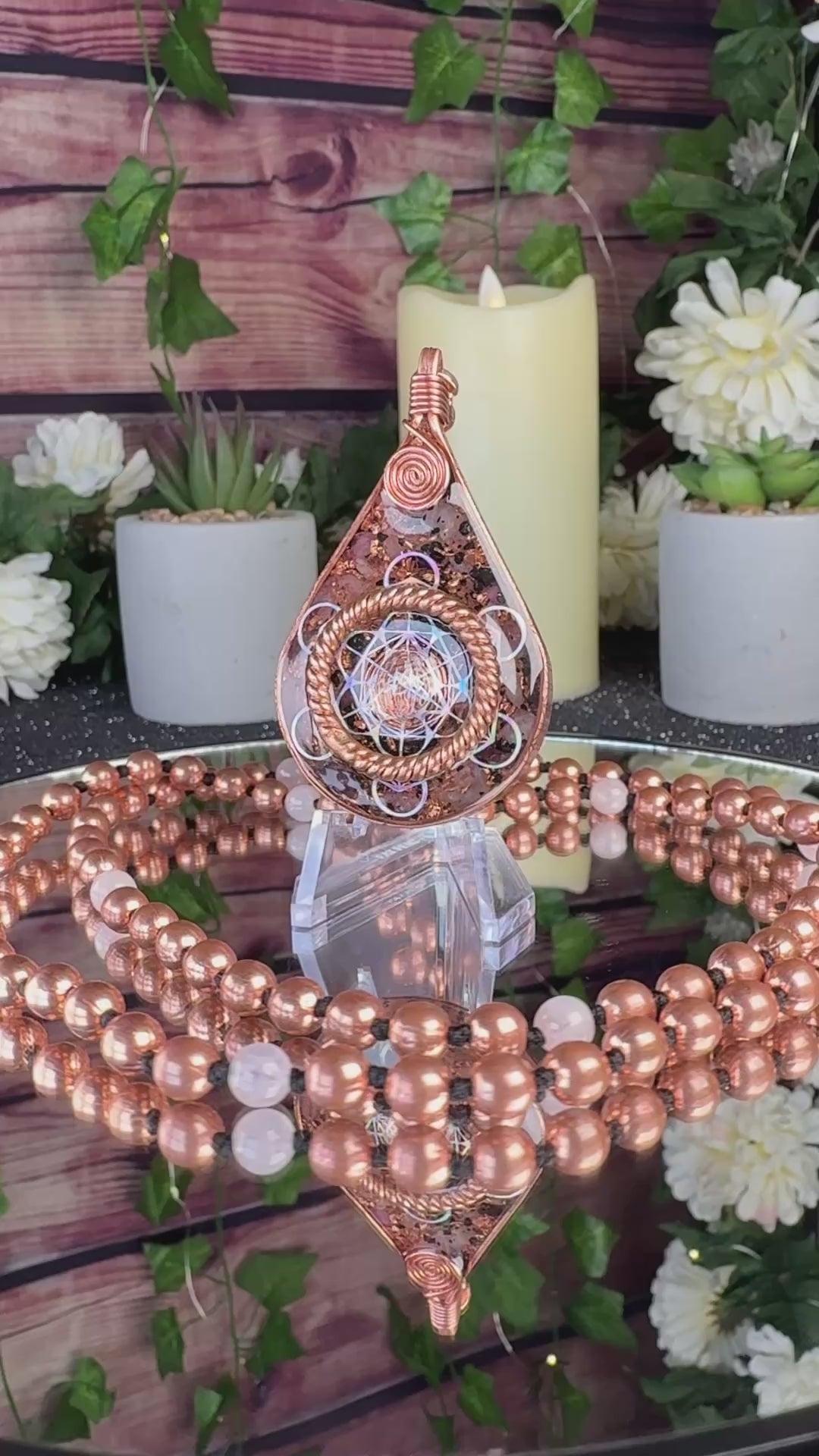 Inhale Love Exhale Gratitude~Orgonite Mala w/ Rose Quartz+Pink Tourmaline