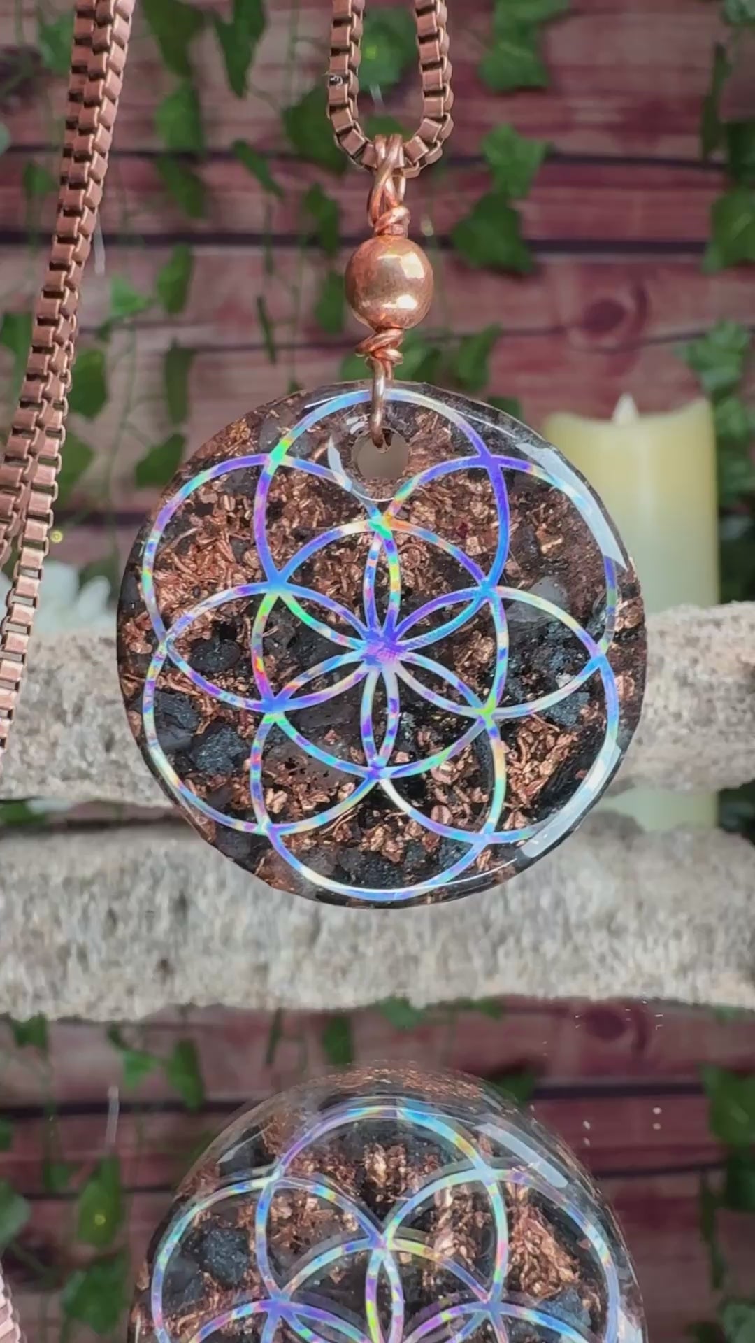 Grounding Orgonite w/ Seed of Life & Lotus Dbl Sided