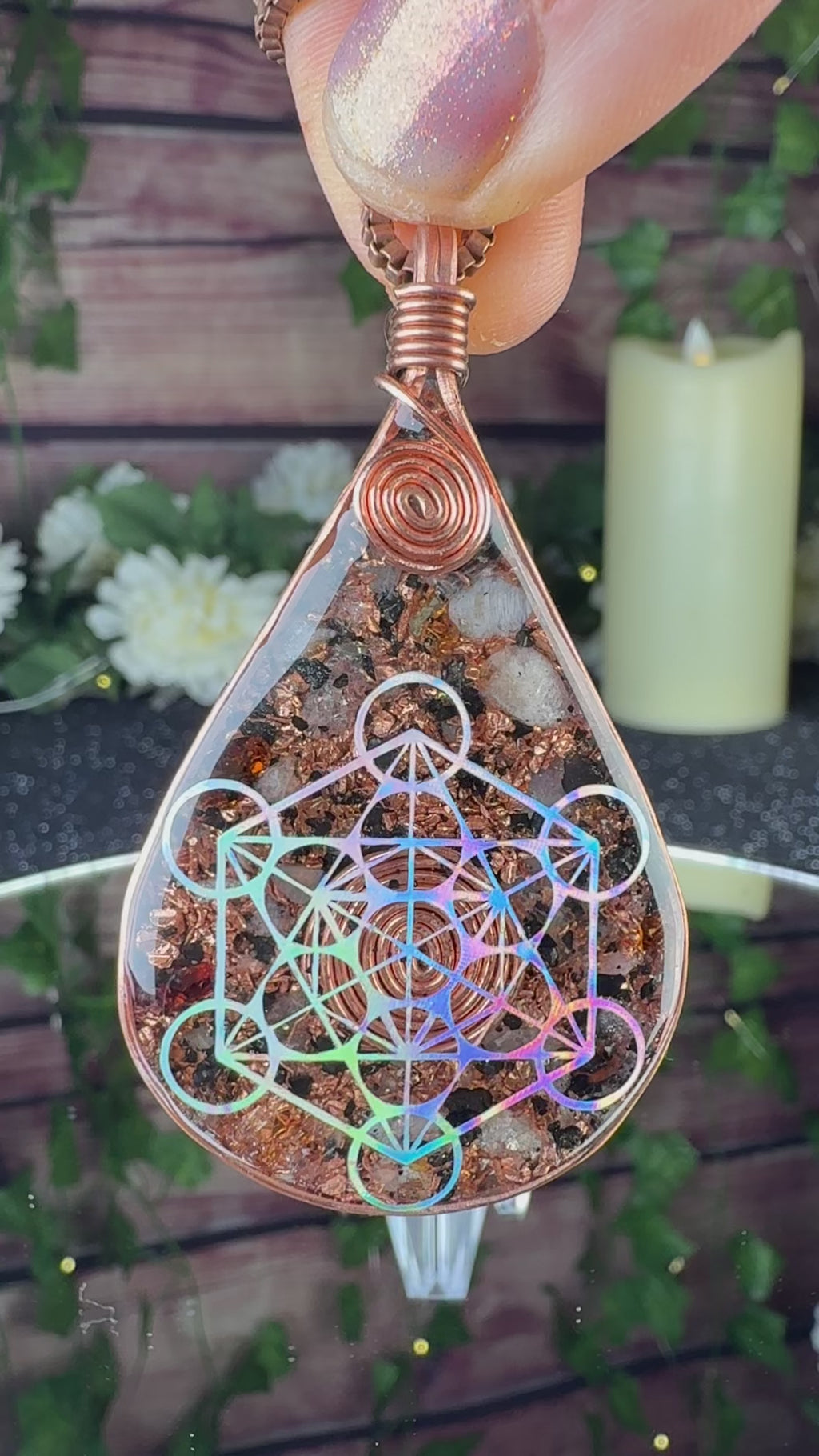 Live with Intention~Orgonite with Citrine, Elite Shungite, Diamond Quartz, Tensor Ring, Clear Quartz, & Copper