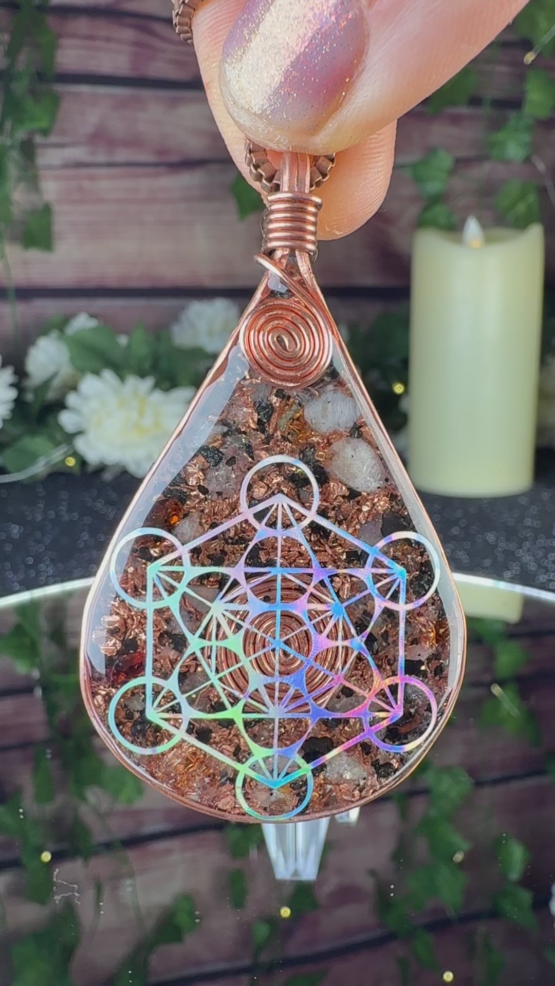 Live with Intention~Orgonite with Citrine, Elite Shungite, Diamond Quartz, Tensor Ring, Clear Quartz, & Copper