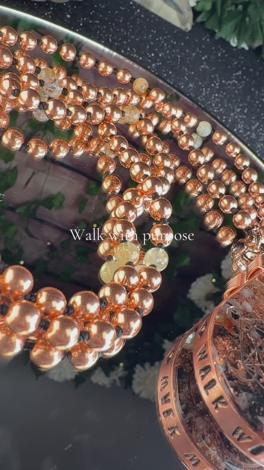 Walk with Purpose~Citrine and Copper Orgonite Mala for Confidence and Empowerment
