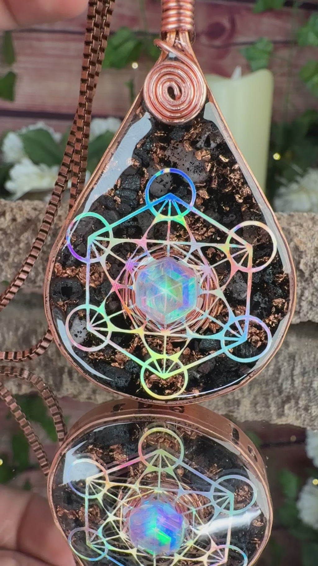 Embrace the Journey~Orgonite Pendant with Aura Opal & Grounding Blend