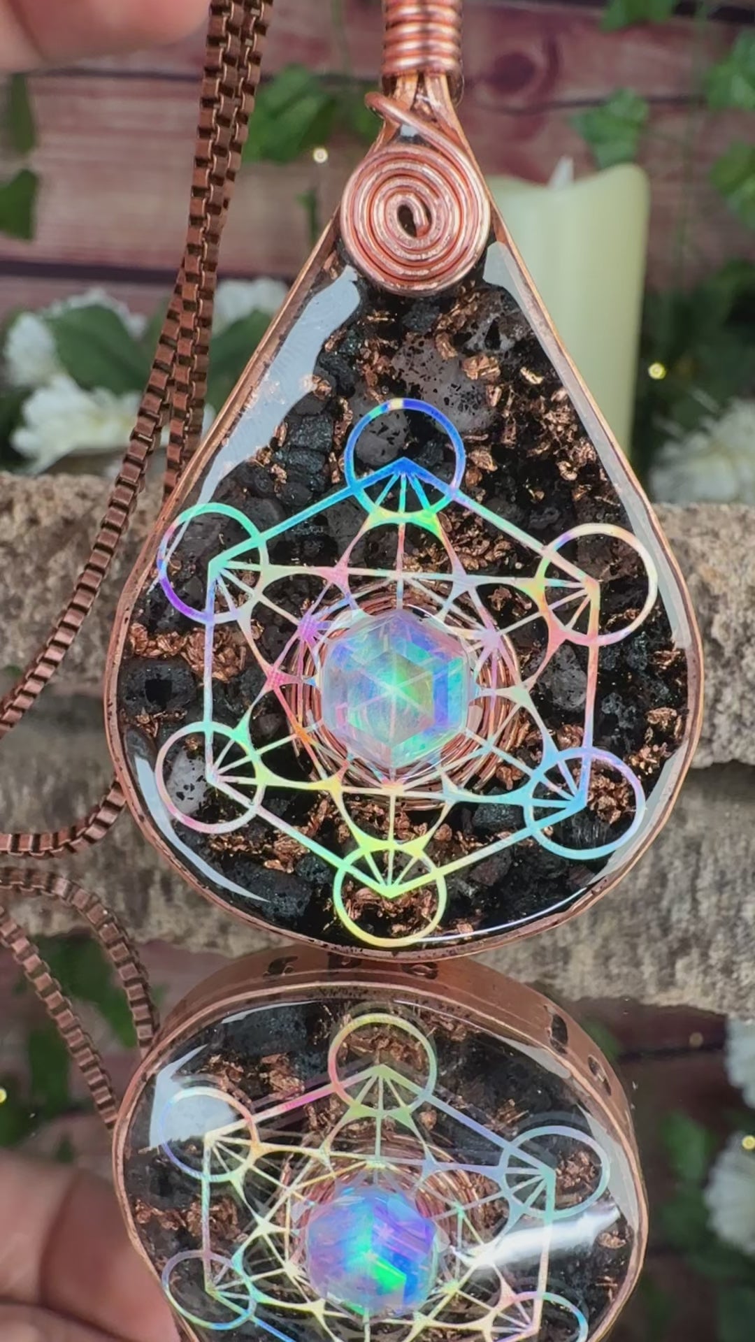Embrace the Journey~Orgonite Pendant with Aura Opal & Grounding Blend