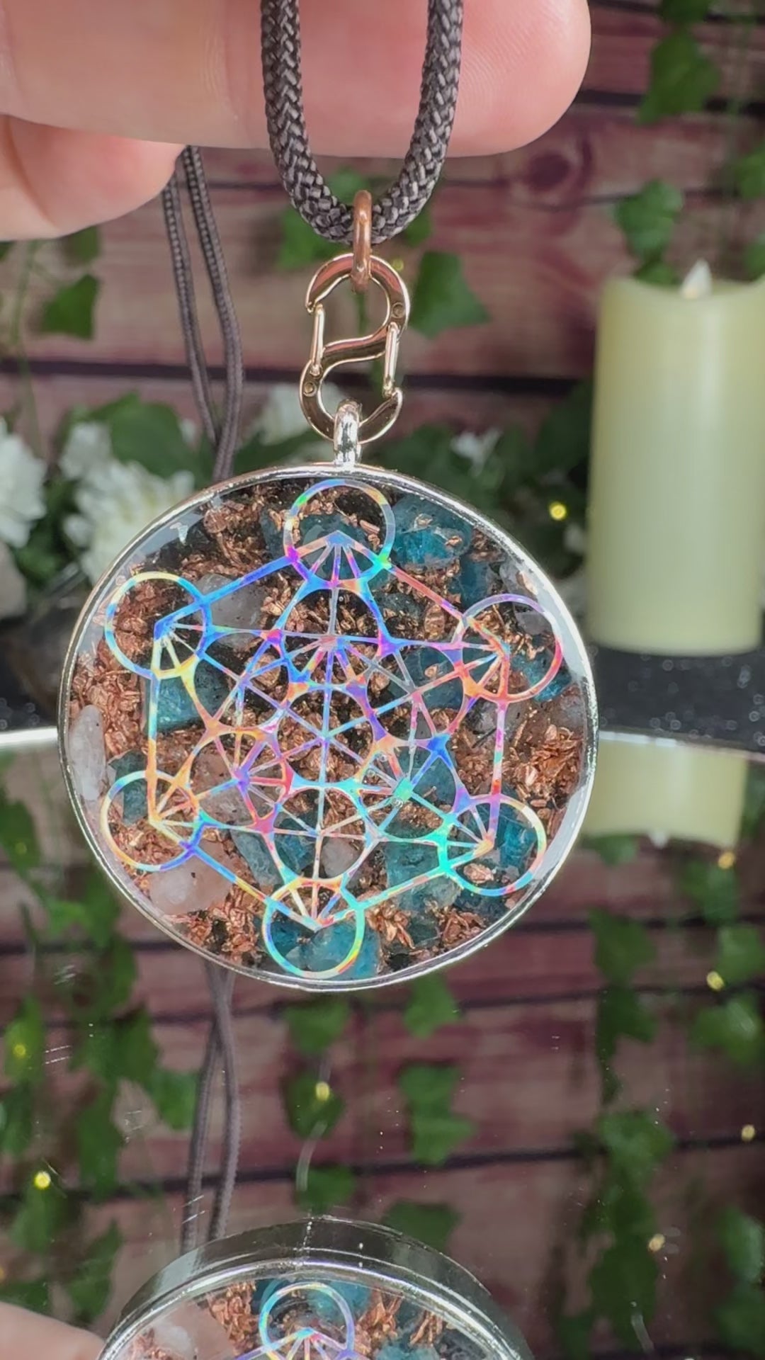 Metatrons Cube Orgonite w/ Blue Apatie