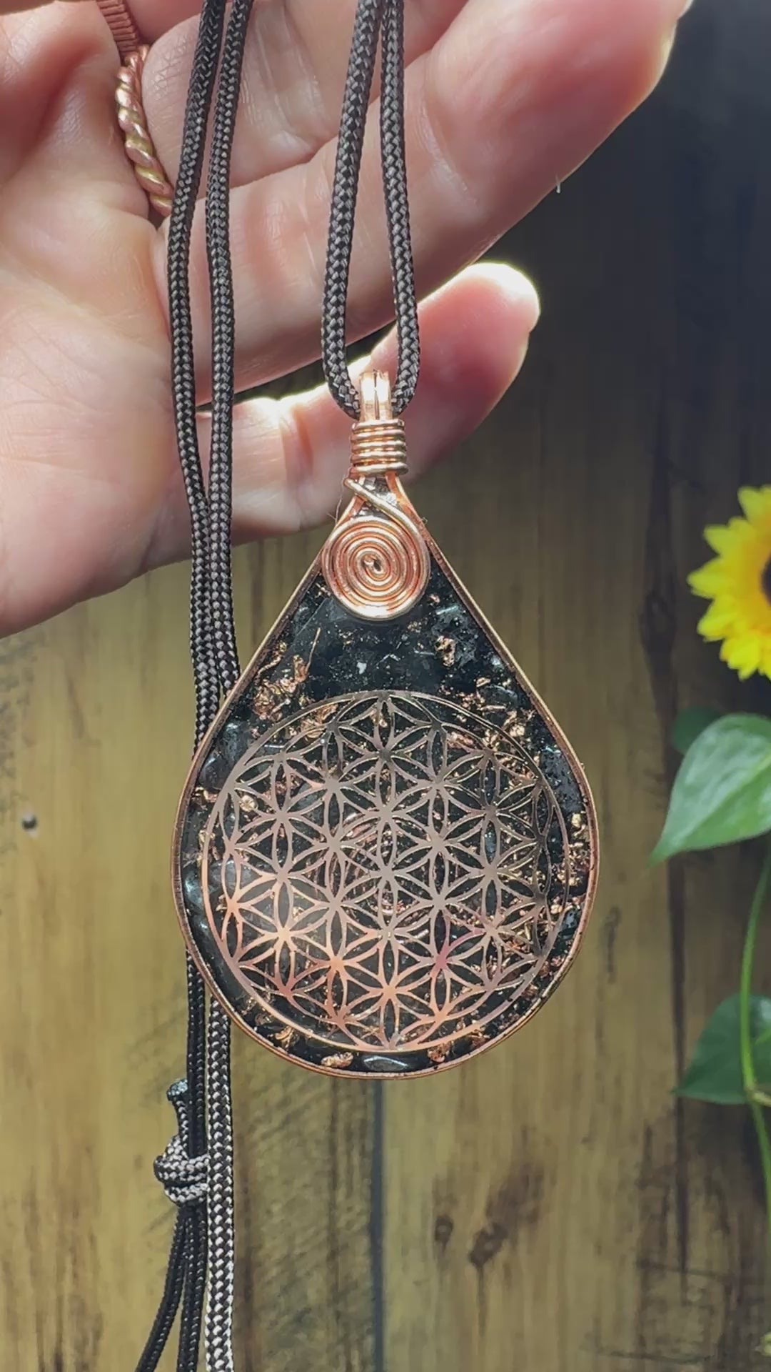 Flower of Life+Seed of Life-Hematite, Black Tourmaline