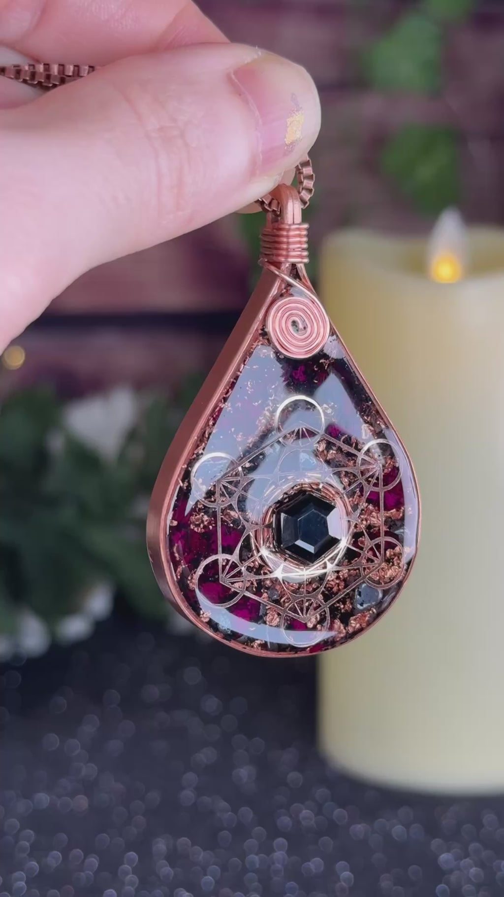 Grounded in Love~Orgonite Amulet with Rose Petals & Grounding Blend